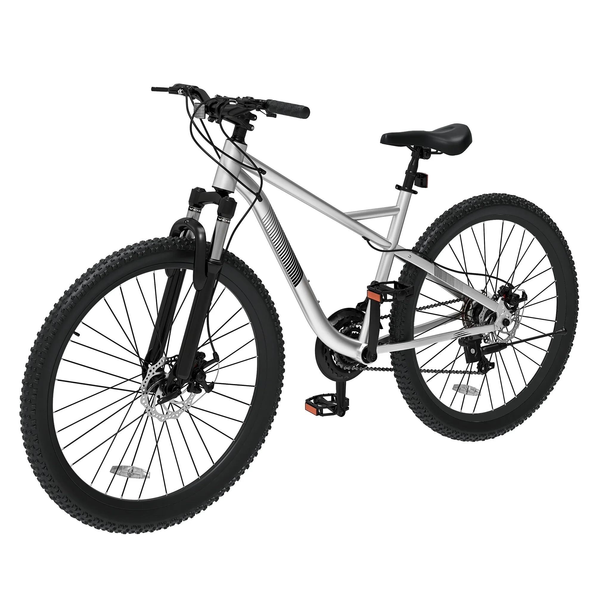 ModFusion 26-Inch Aluminum Alloy Mountain Bike, 21-Speed, Disc Brakes, Black with Brown Tires, 85% Assembled