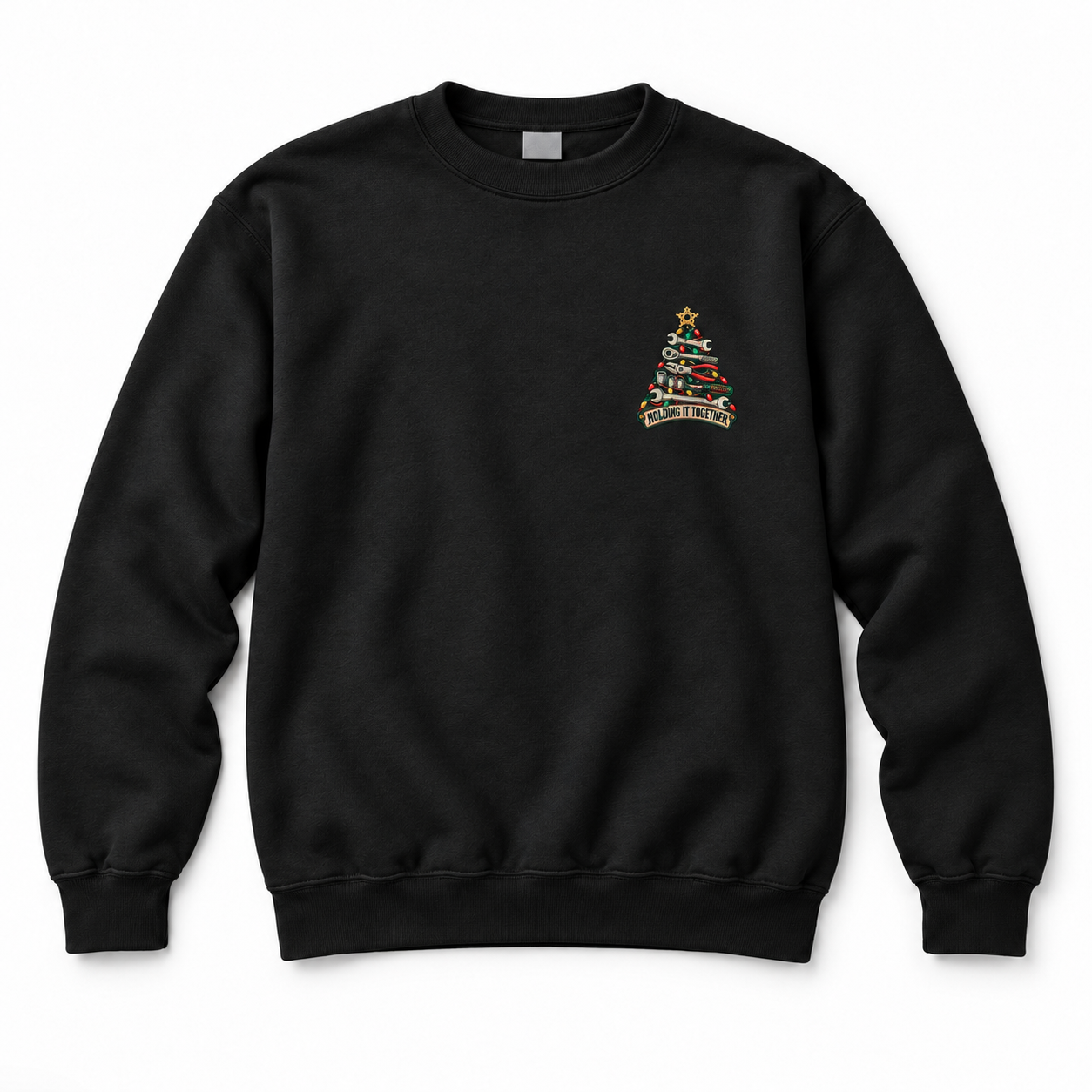 Holding It Together Tool Tree Chest Print Crewneck Sweatshirt