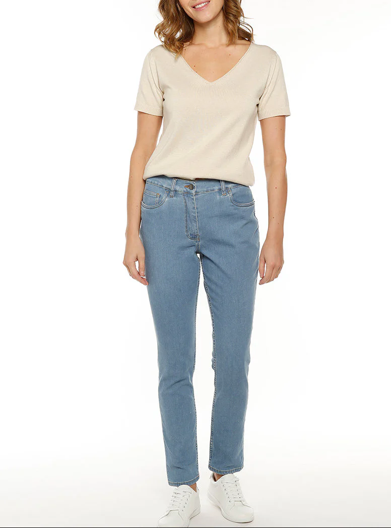 Jean femme coupe droite bleu clair
