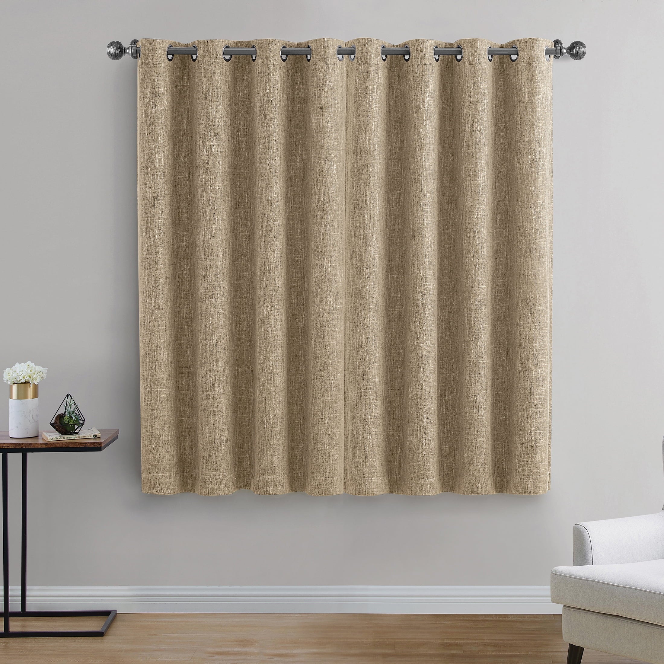 Tan Textured Woven Blackout Curtain Panel, Better Homes & Gardens, 50 x 63