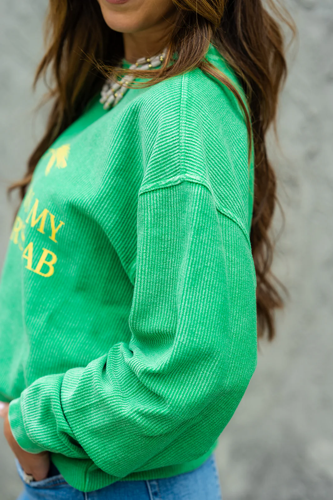 Put It On My Farmer's Tab Ribbed Graphic Crewneck