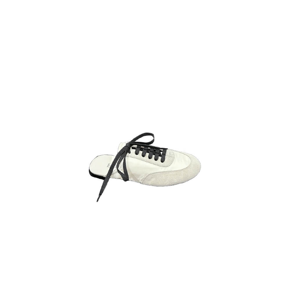 PRADA Collapse Re-Nylon and suede mules