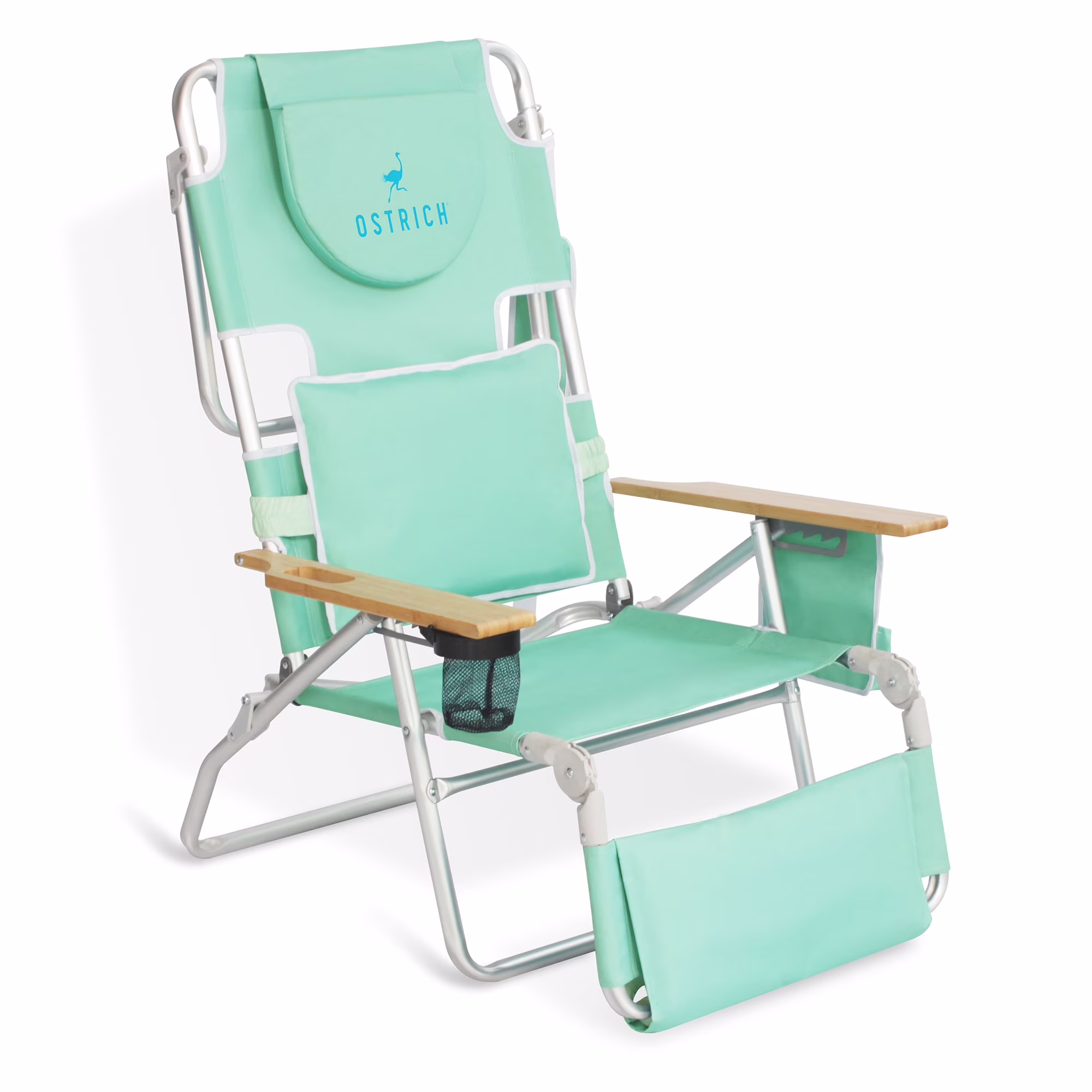 Open Box Ostrich Deluxe 3N1 Outdoor Lawn Beach Lounge Chair W/Footrest, Teal