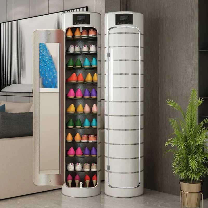 Armoire à chaussures rotative à plusieurs niveaux de grande capacité avec désodorisant et miroir