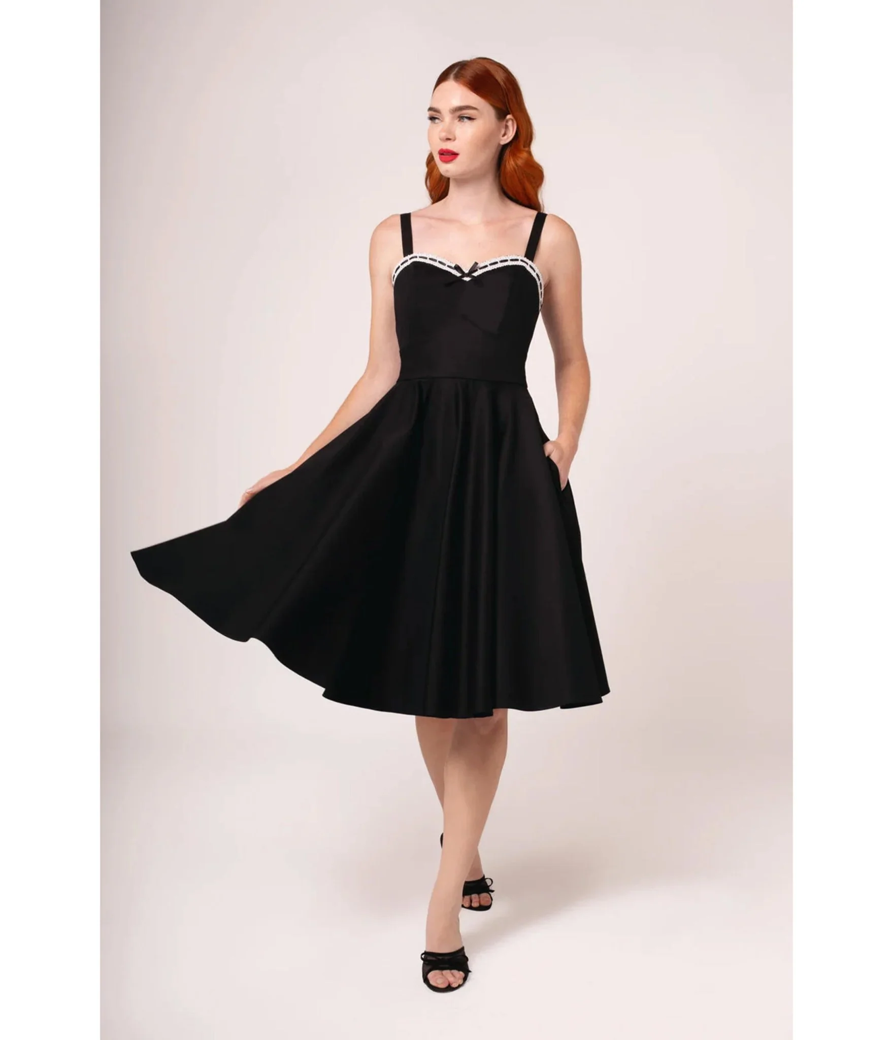 Hell Bunny Black Contrast Trim Swing Dress