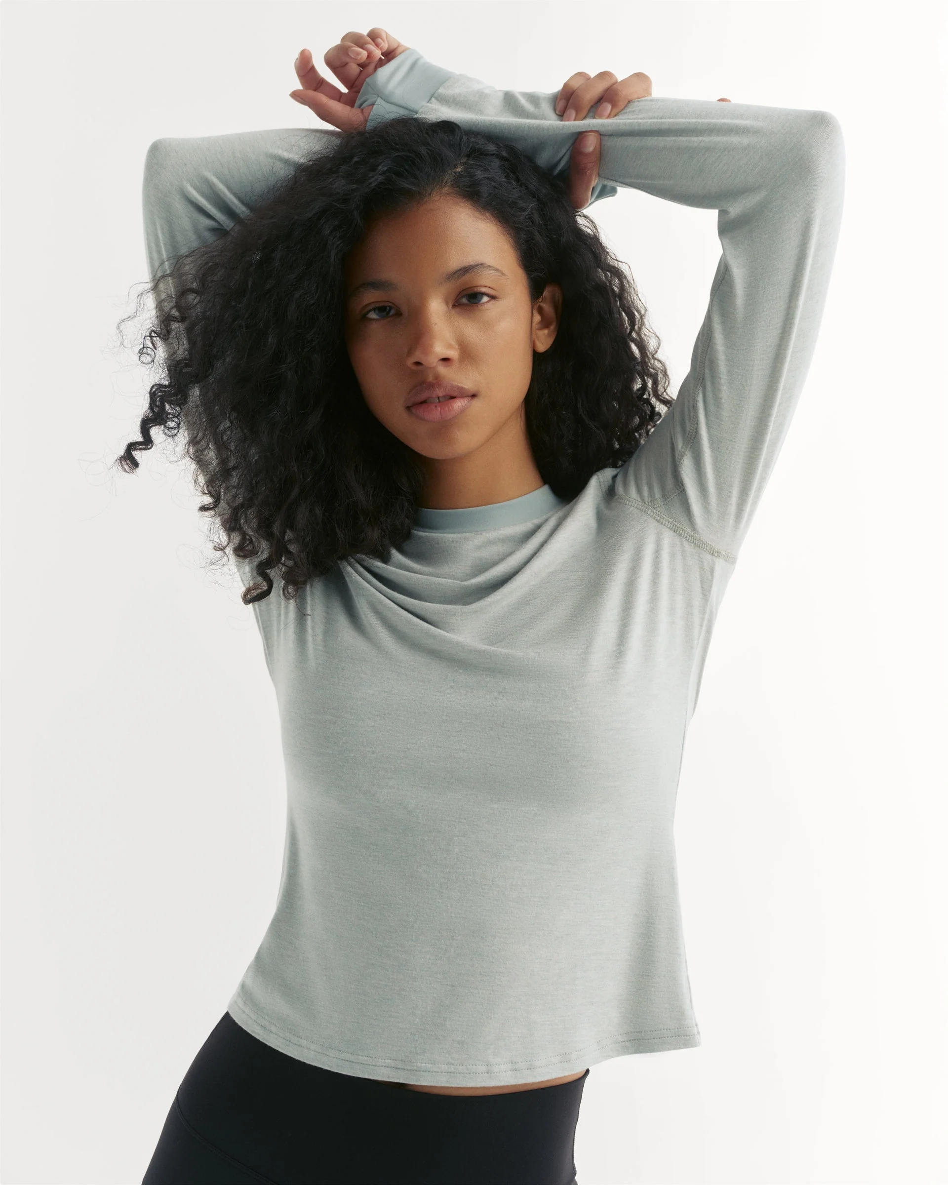 Modal Long Sleeve Technical Top - Cloud Blue