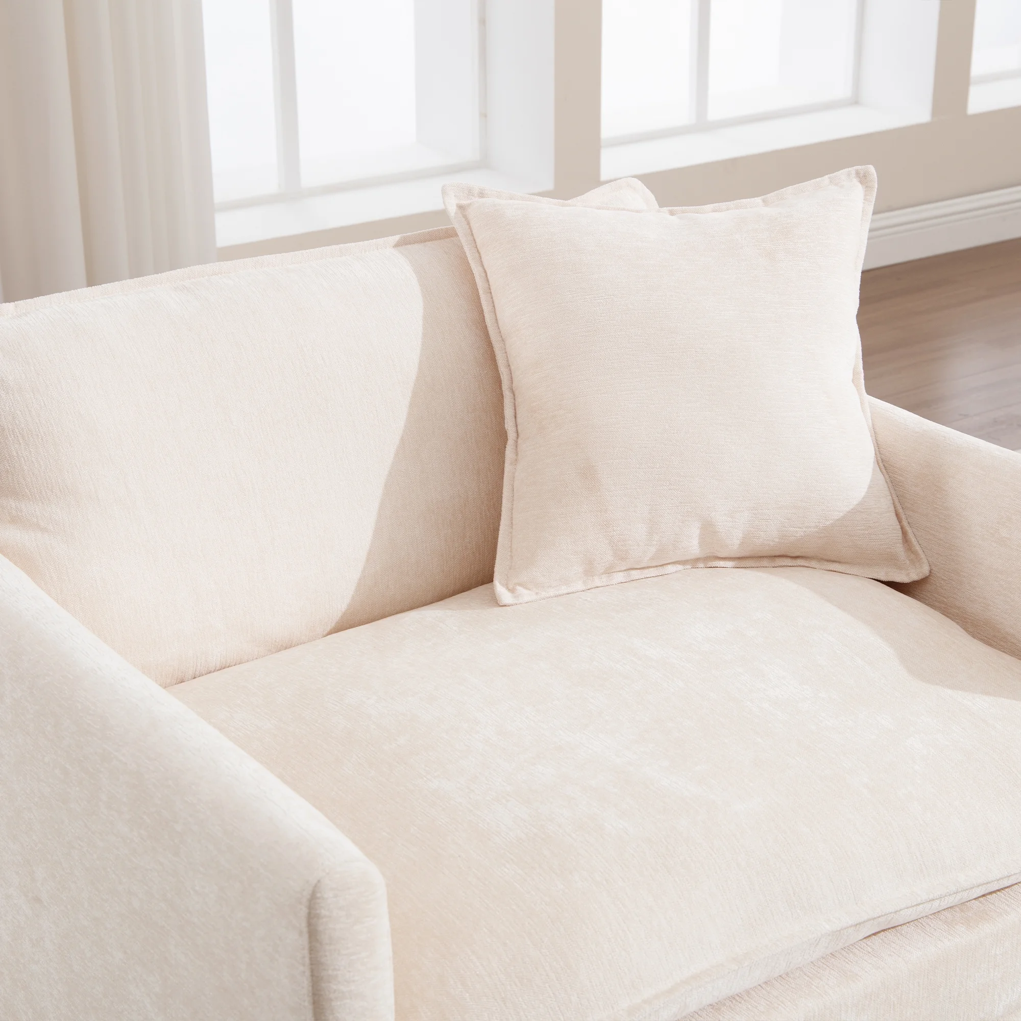 Oversized Lounge Chair with Ottoman, Cloud Accent Armchair for Living Room, Beige Chenille(Beige Chenille) - Image 2