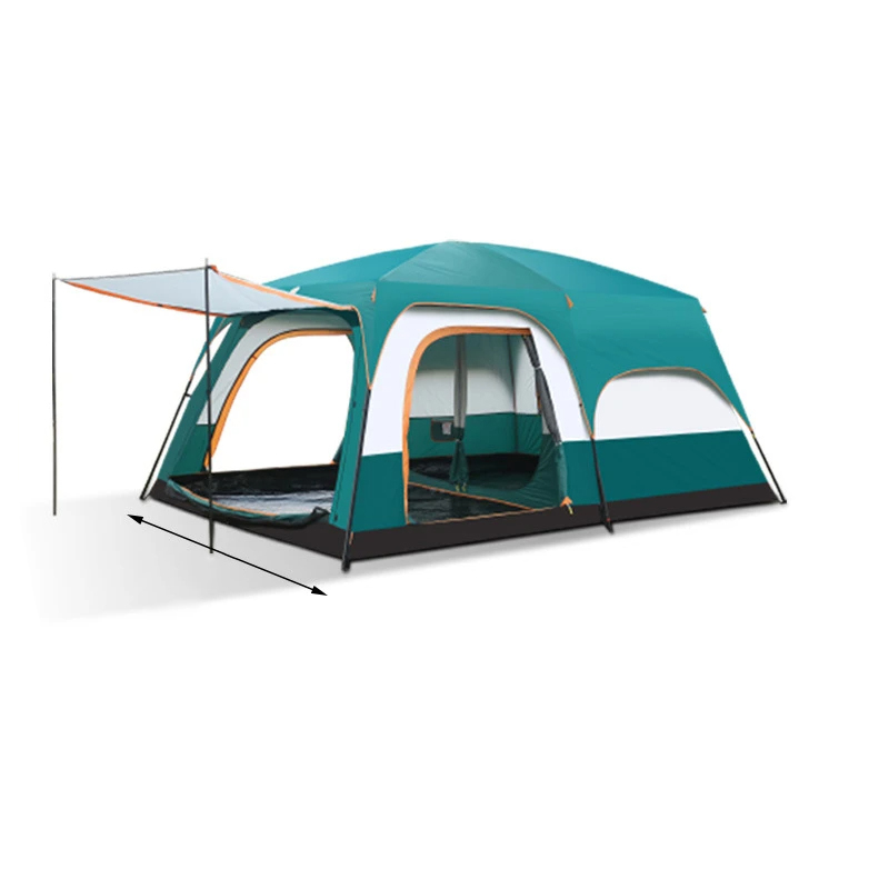 Summer Outdoor Portable Two-Room One-Hall 6-8 Person Family Camping Sunscreen Rainproof Cabin Tent with Porch for Outdoor Hiking