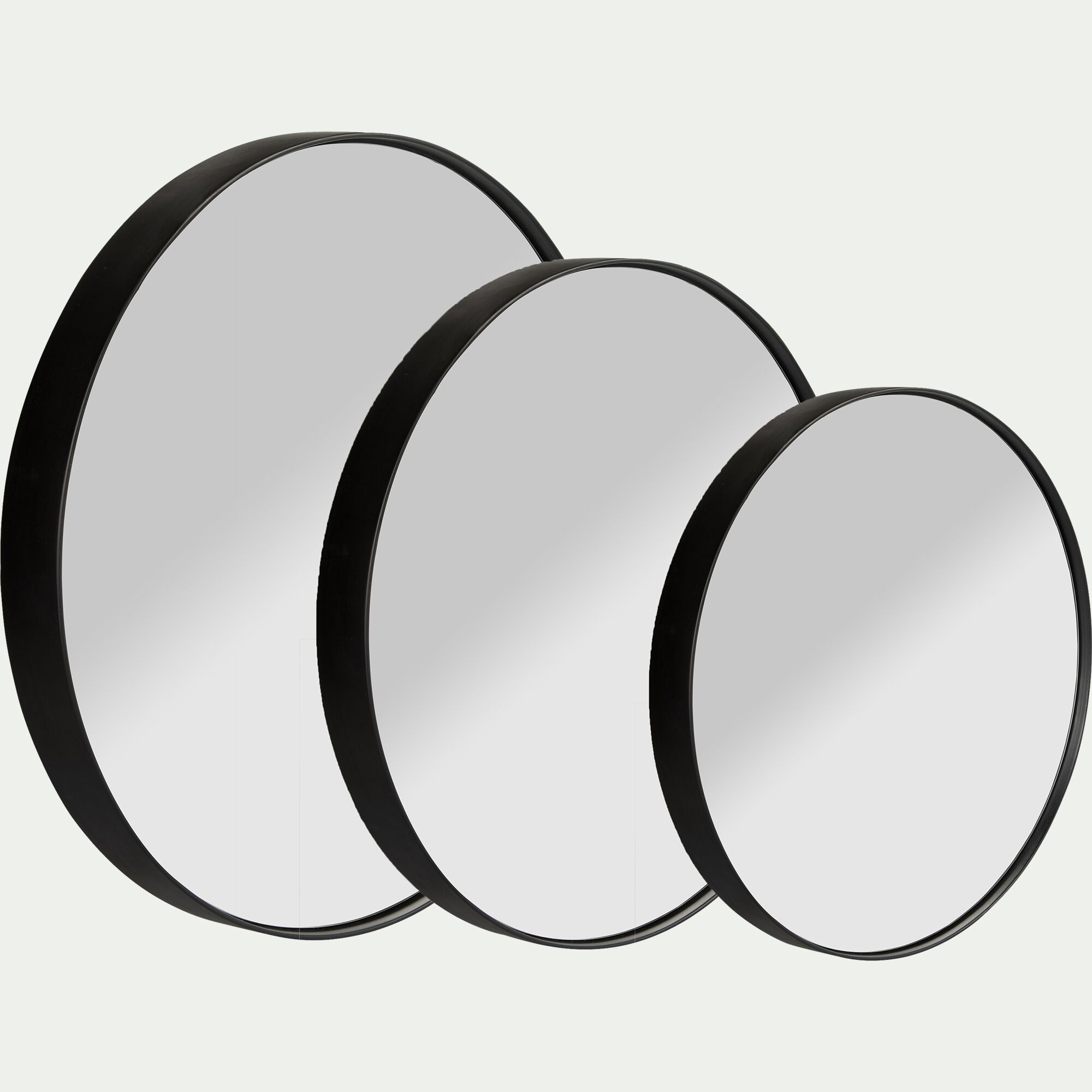 OUNDO - Miroir rond en bois noir D30cm