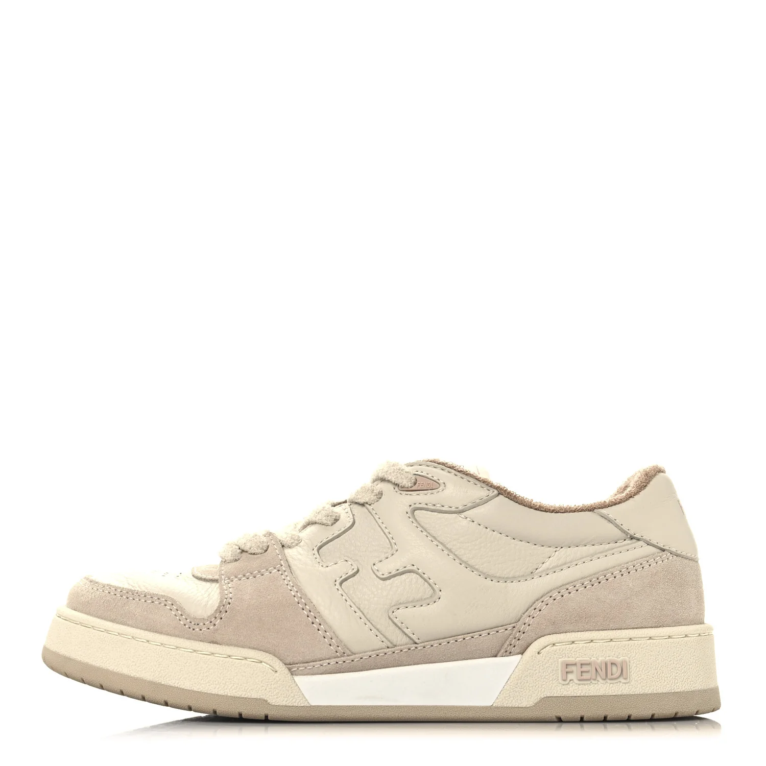 Suede Vitello Fendi Match Low Top Sneakers 37.5 Nudo White Garza Rosa