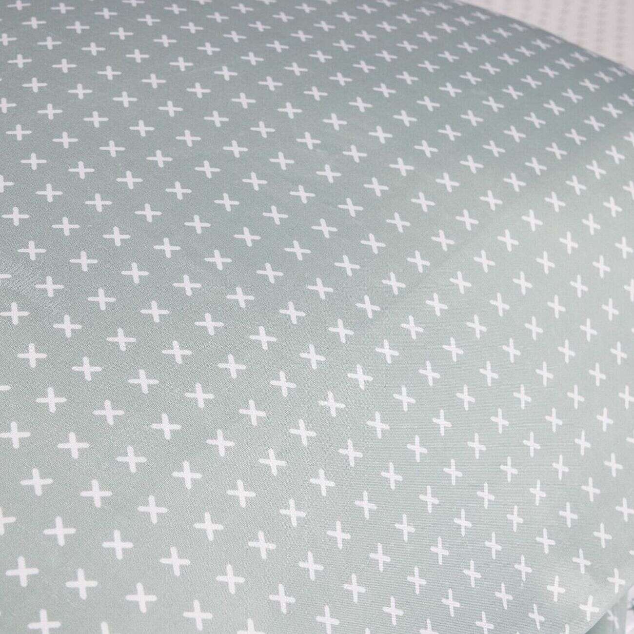 Taie d'oreiller carrée gris blanc imprimé croix x2