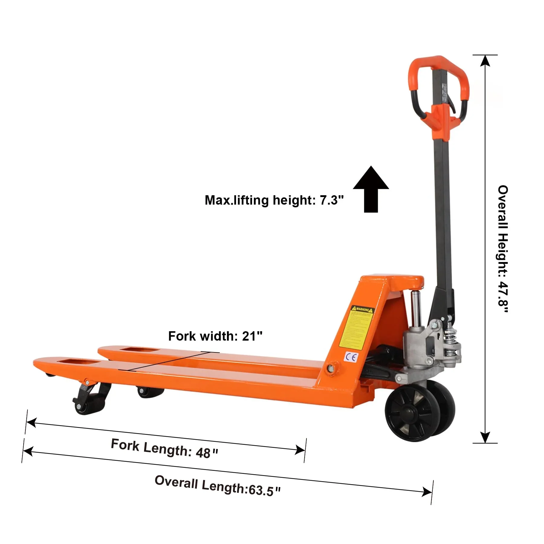 Tory Carrier 5500lbs with 48X21 Hydraulic Hand Manual Pallet Jack Truck Orange