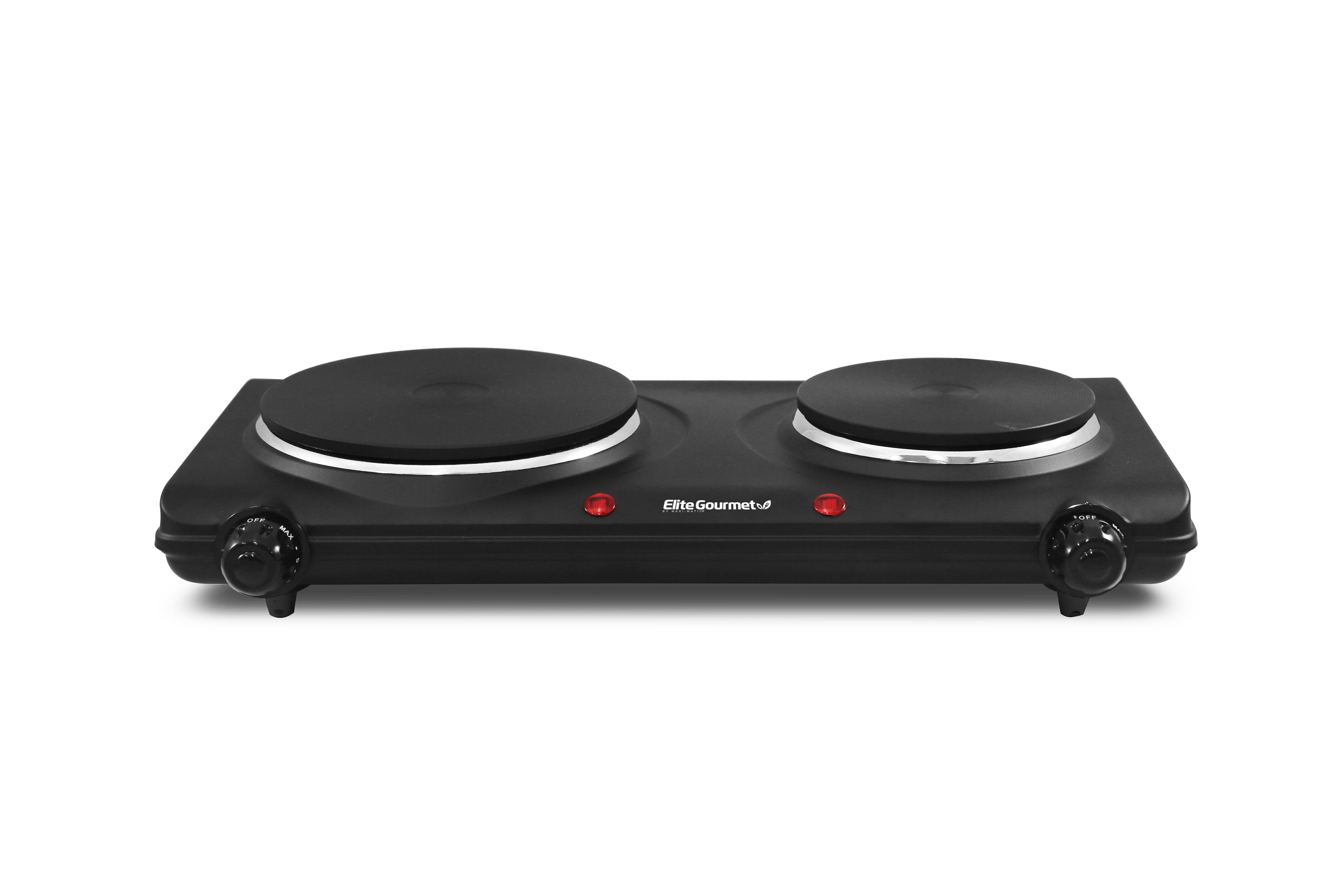Elite Cuisine Electric Double Cast Burner Hot Plate - Black