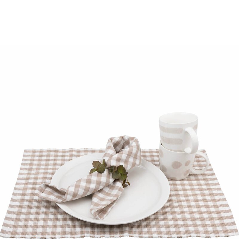 Bordbrikke 48x33 cm ruter beige/hvit