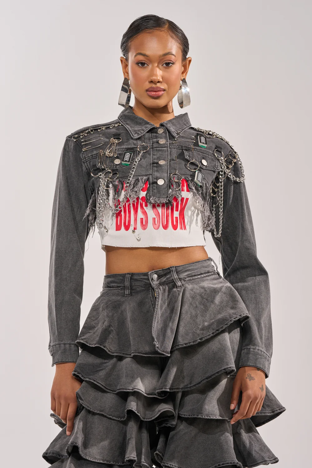 CAN'T COMPUTE ULTRA CROPPED DENIM JACKET - Akira Store