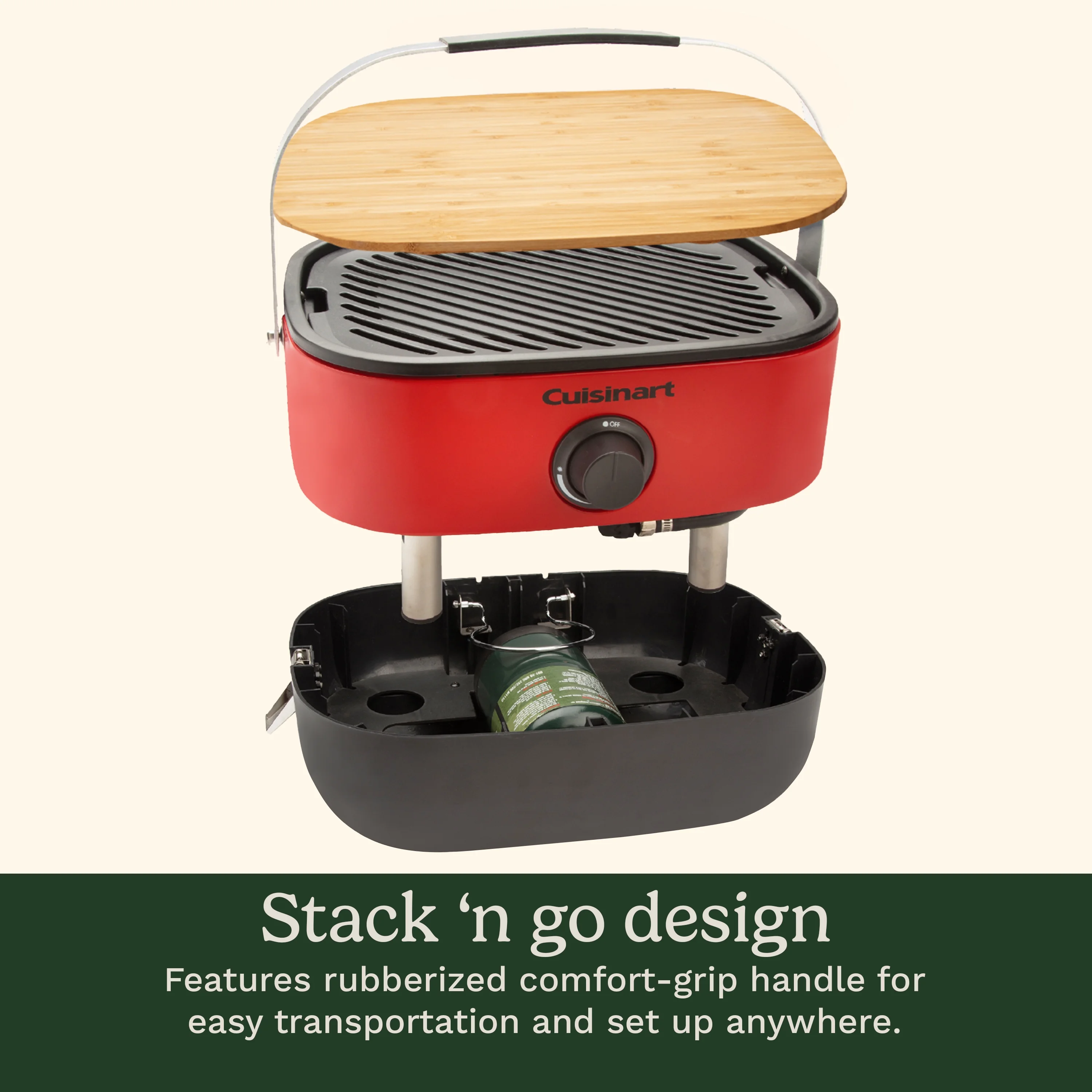 Venture? Portable Gas Grill, Small Camping Grill with Cutting Board and Handle - Image 3