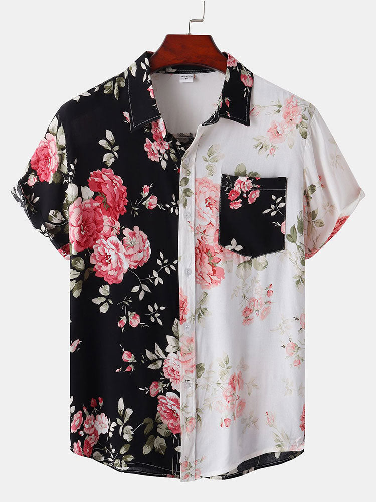 Chemise à imprimé floral bicolore et short de bain