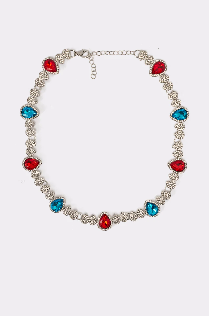 TOO TURNT RED AND BLUE NECKLACE - Akira Store