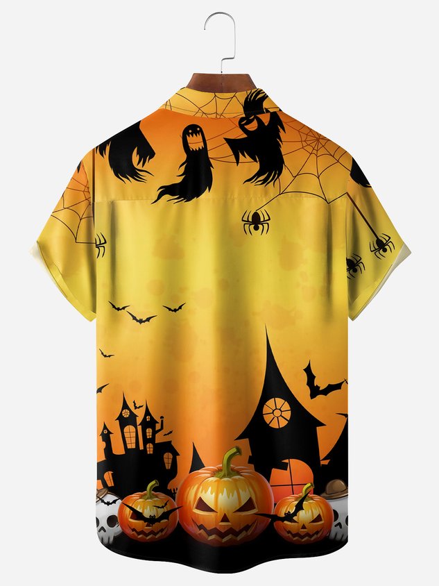 Chemise décontractée à manches courtes et poche poitrine Bigfoot pour Halloween