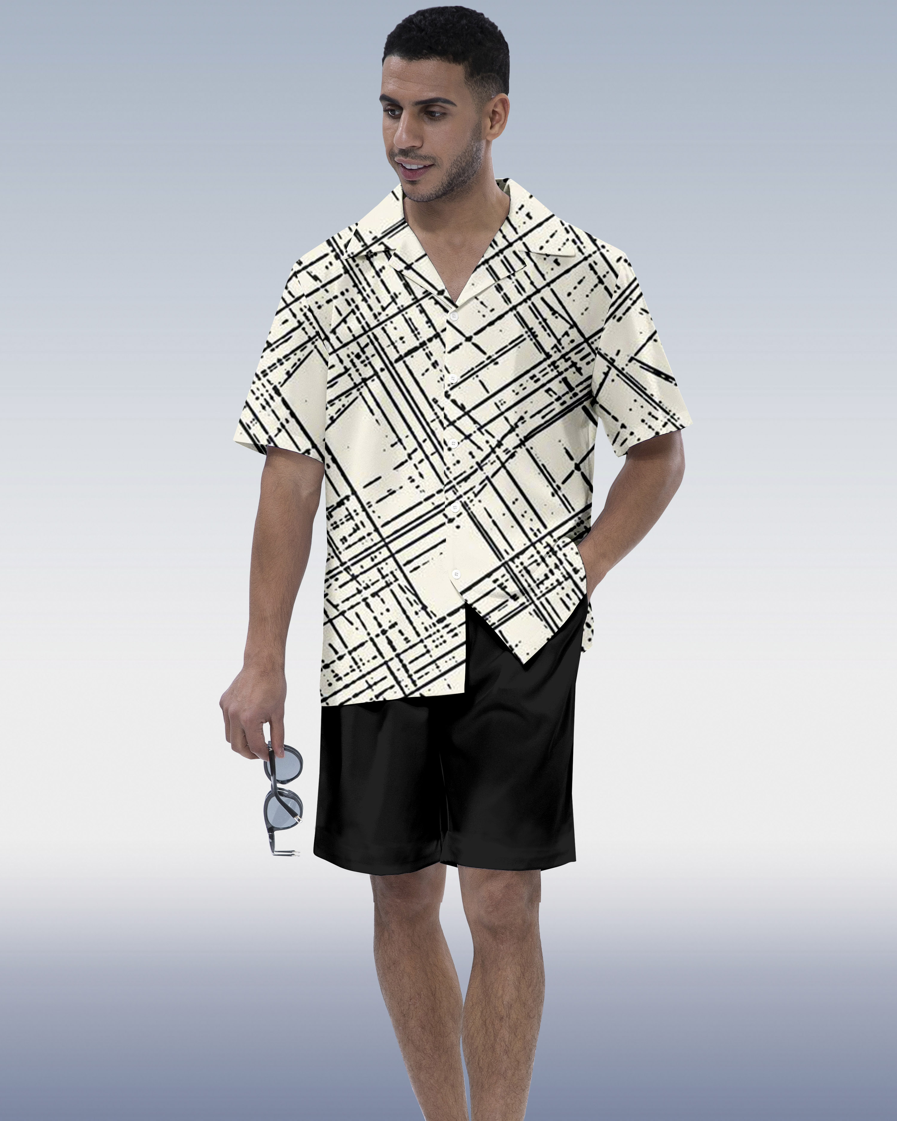 Ensemble de vacances hawaïennes pour homme Suitmens à manches courtes 092
