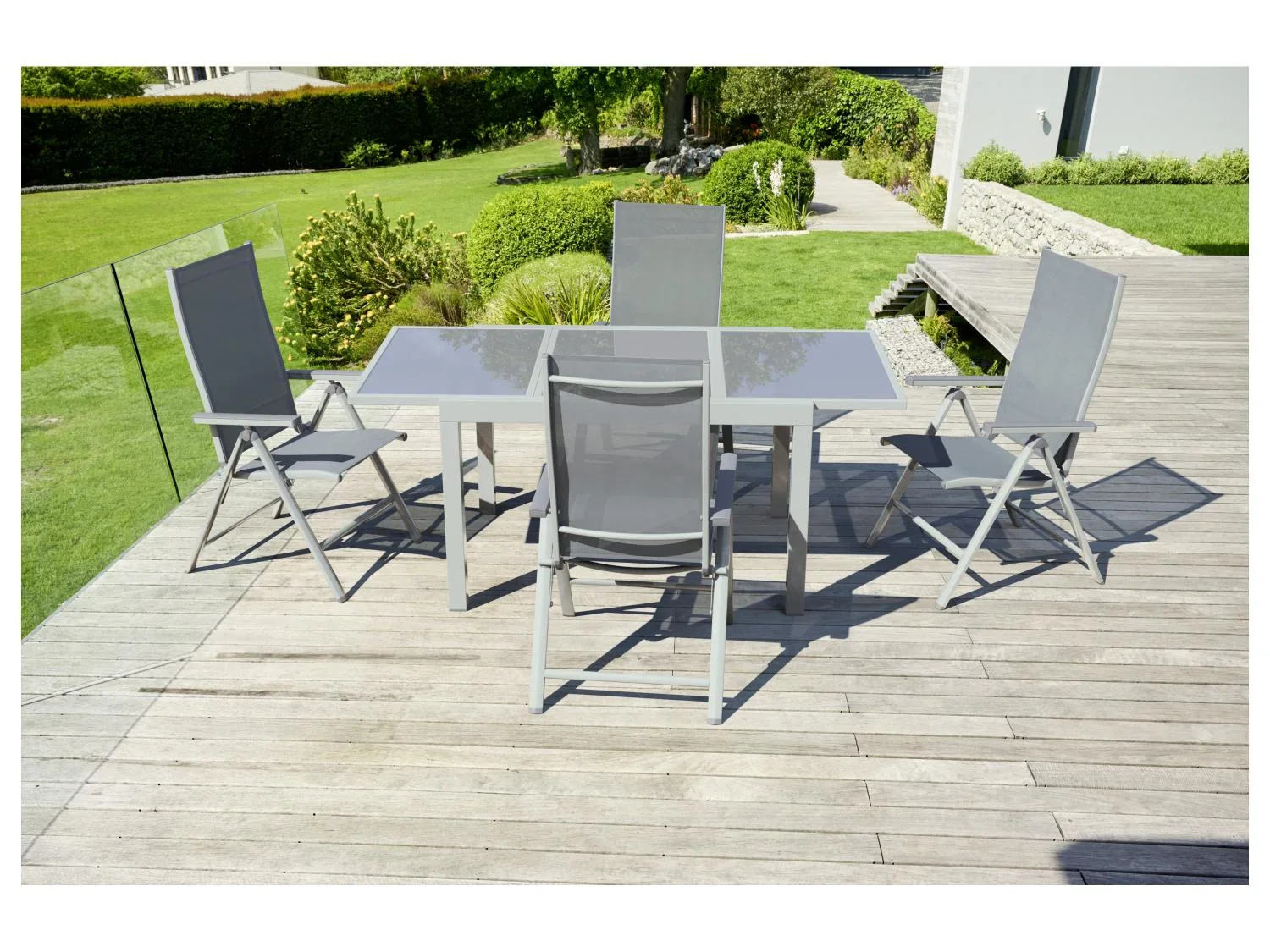 LIVARNO home Ensemble en alu  Houston , 5 pices - table extensible & 4 fauteuils pliants, blanc