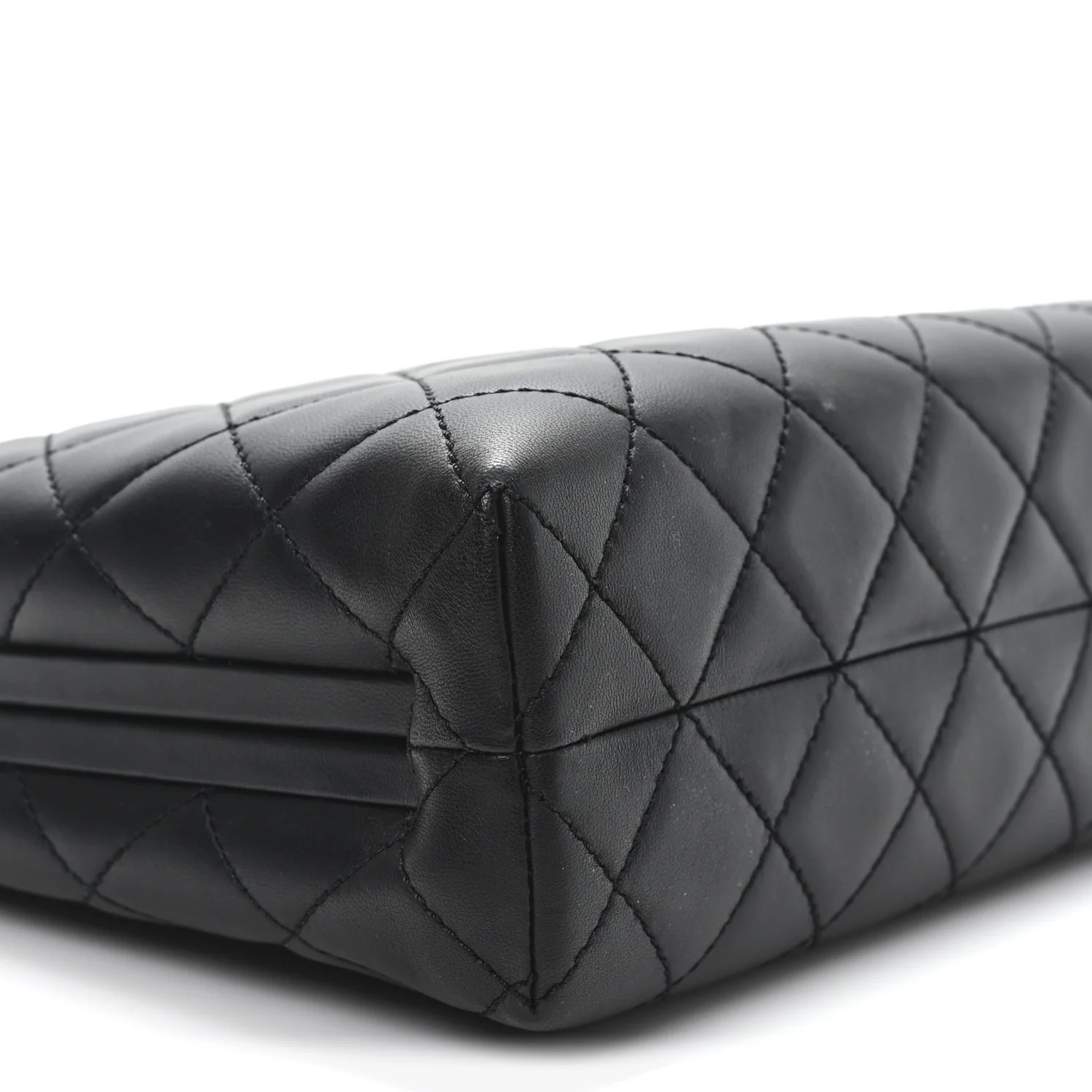 Lambskin Quilted Kisslock Minaudiere Black