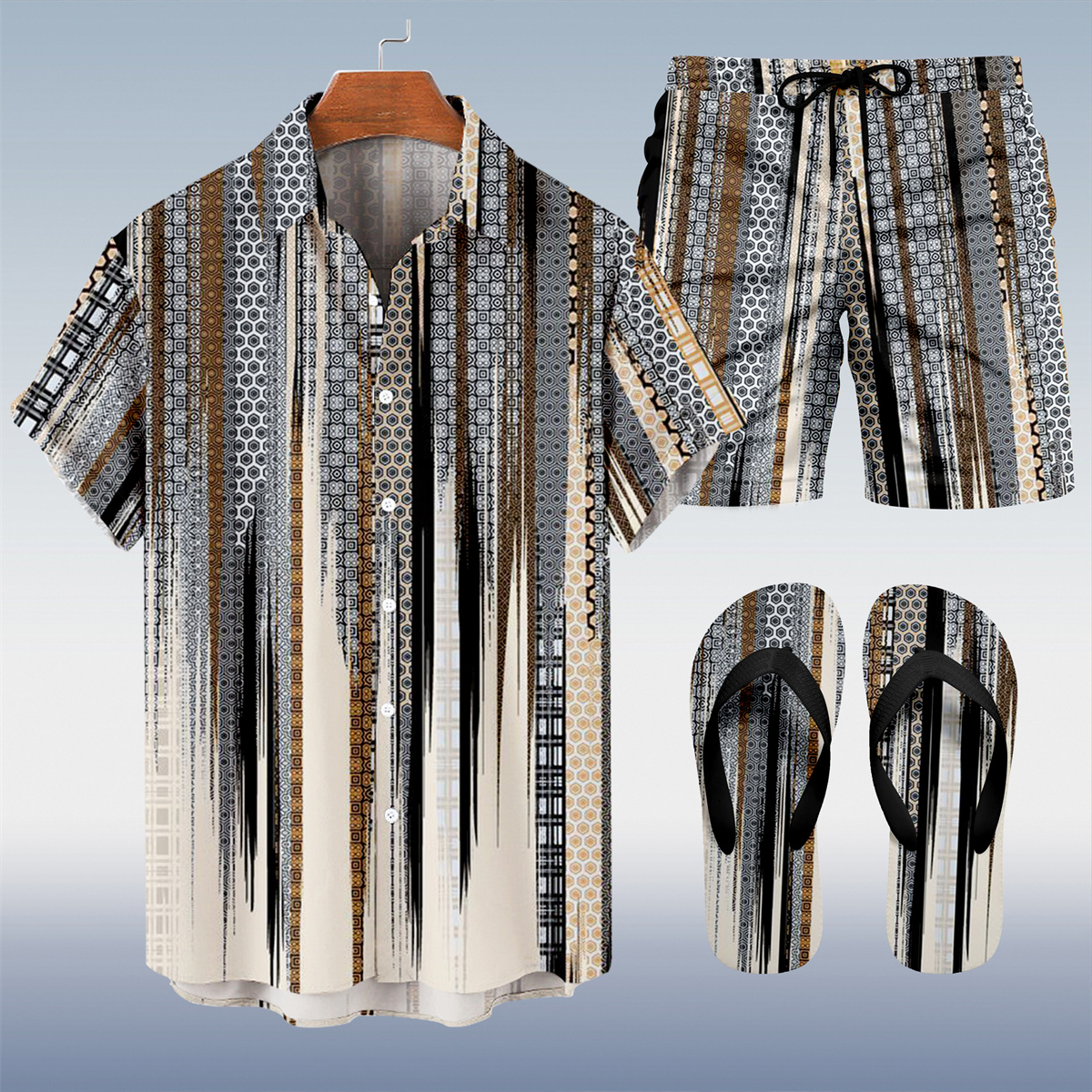 Ensemble trois pièces Suitmens pour homme, imprimé vacances hawaïennes, motif tiki, référence 016