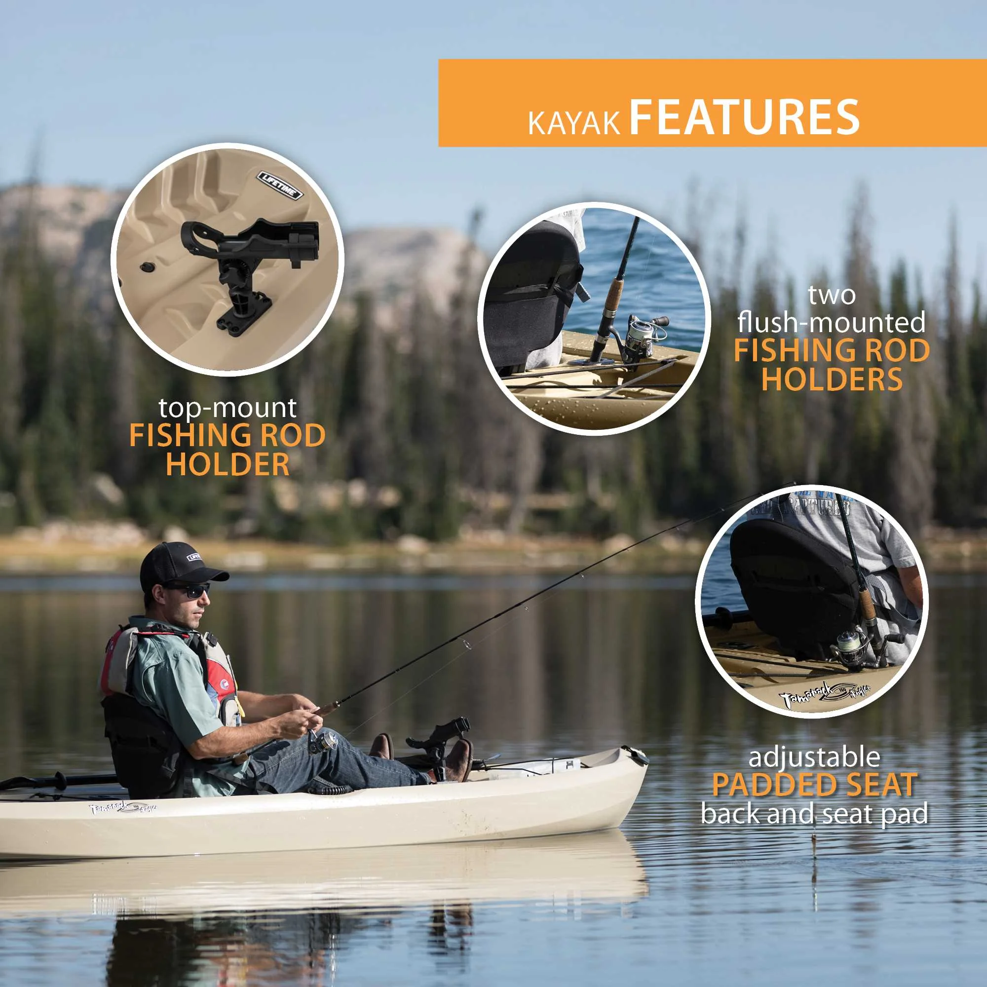 Lifetime Tamarack Angler 10 Ft. Fishing Kayak, Volcano Fusion (91340)