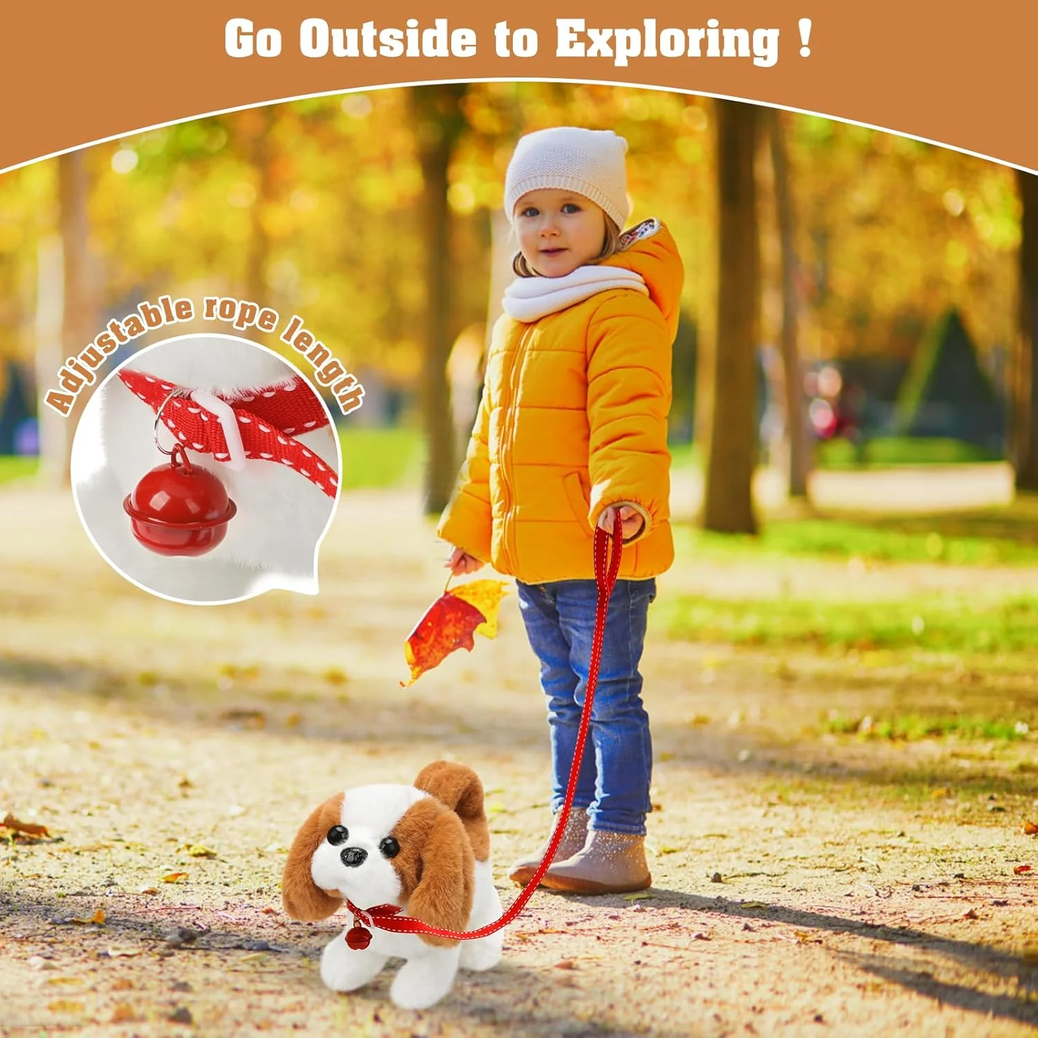 Plush Saint Bernard Toy Puppy Electronic Interactive Dog - Walking, Barking, Tail Wagging
