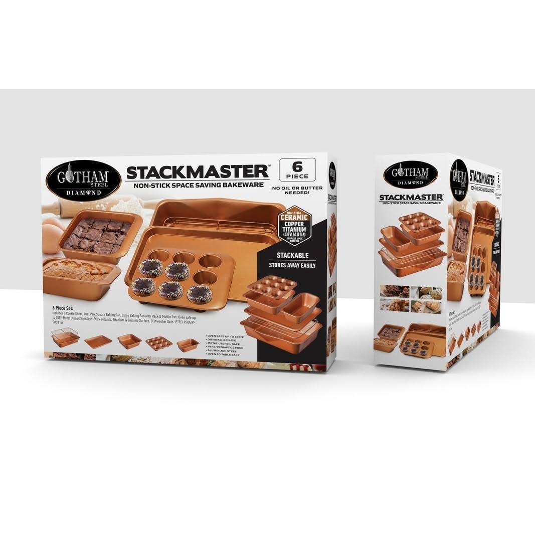 Gotham Steel 6 Piece Nonstick Stackable Bakeware Set - Copper