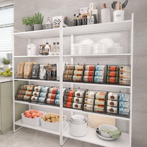 Stackable Can Organizer For Pantry With 2 Adjustable Dividers, Soda Can Organizer, Can Storage Dispenser Holds Up To 28 Cans, 2 Tier Metal Wire