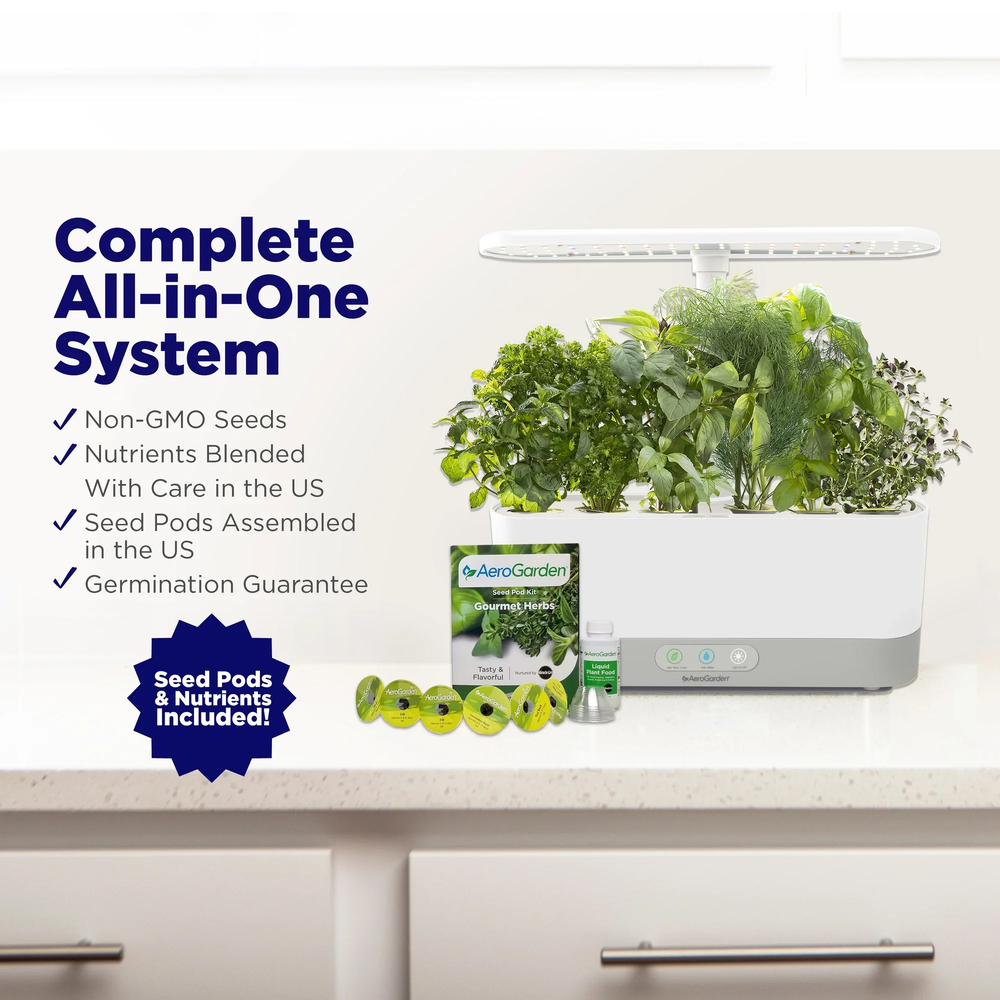AeroGarden Harvest Slim with Gourmet Herb Seed Pod Kit, Black