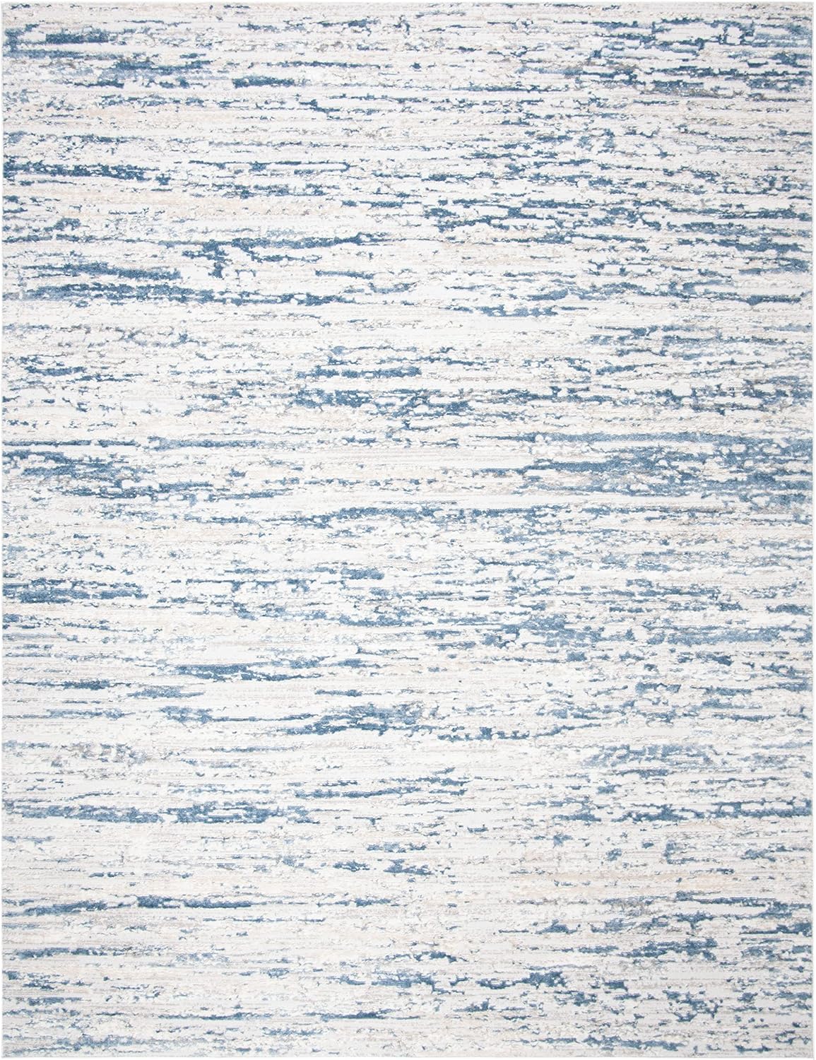SAFAVIEH Amelia Collection Area Rug - 9' x 12', Ivory & Blue, Modern Abstract Design, Non-Shedding & Easy Care, Ideal for High Traffic Areas in Living Room, Bedroom (ALA768A)