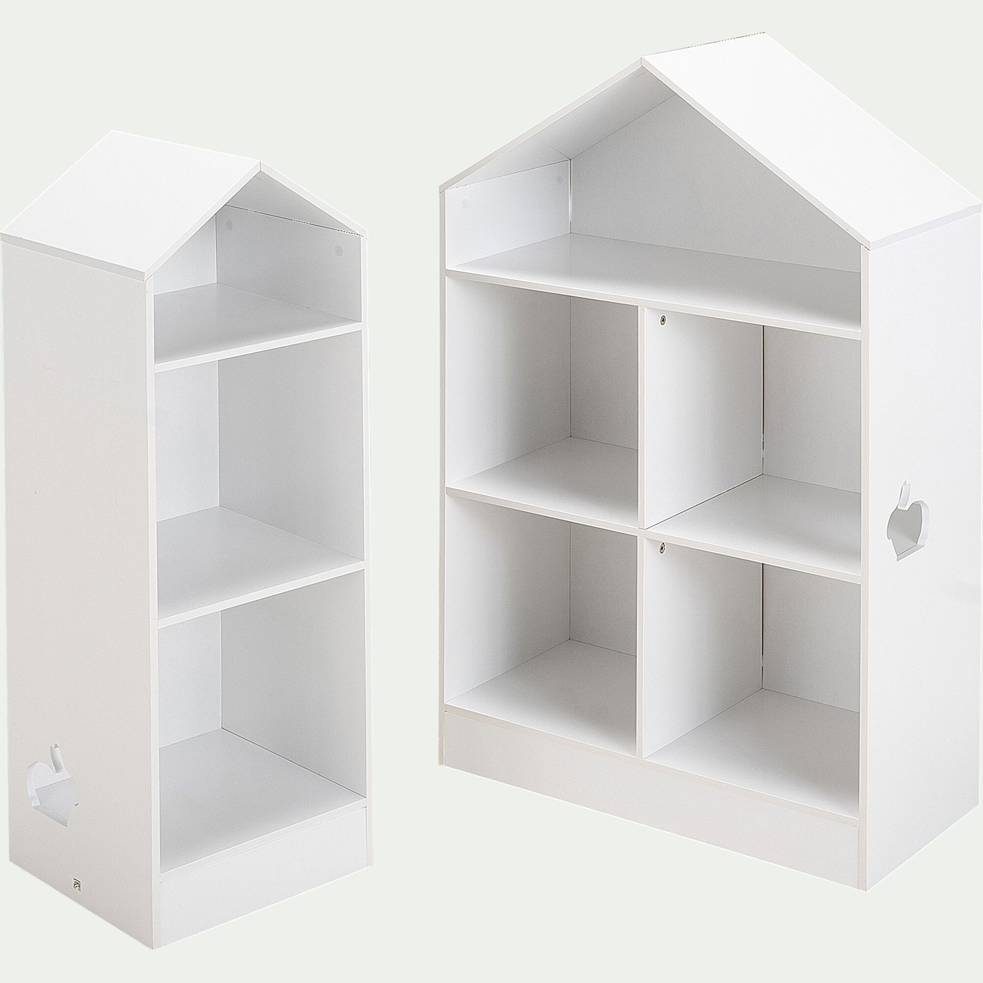 DICO - Bibliothèque 2 étagères forme maison pour chambre enfant - blanc