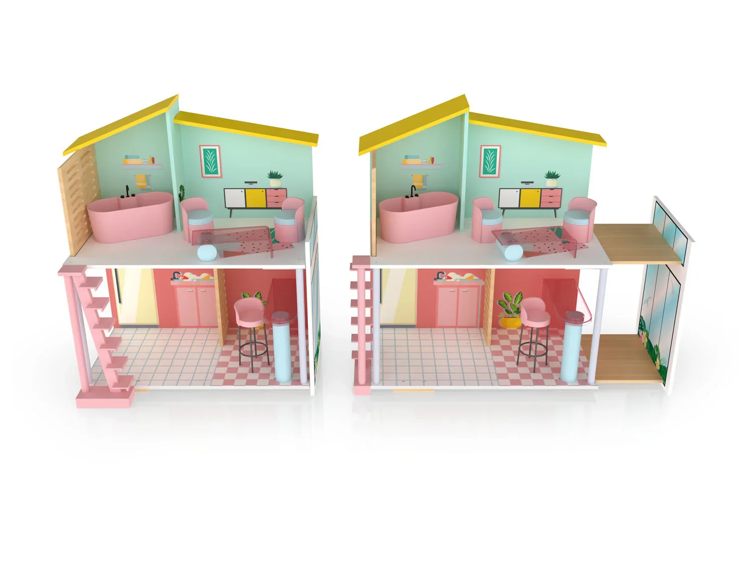 Playtive Maison de poupe en bois Fashion Doll, 8 pices