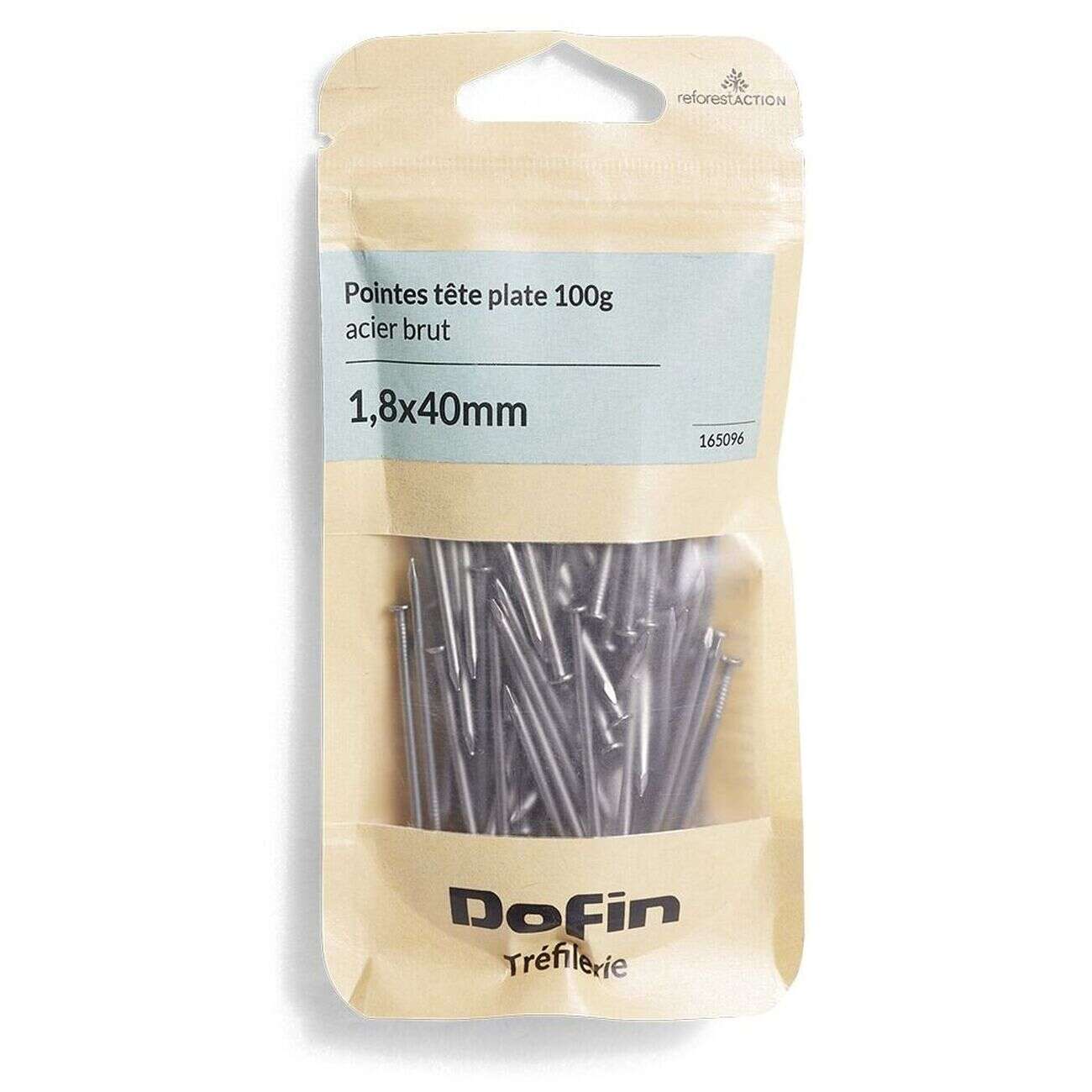 50g pointes tête homme acier brut - 1,8x40 mm