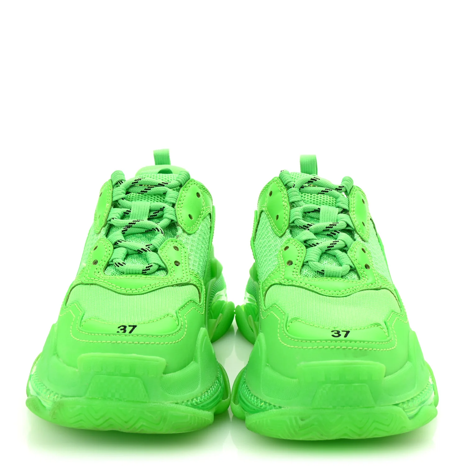 Fabric Mesh Clear Sole Womens Triple S Sneakers 37 Fluo Green