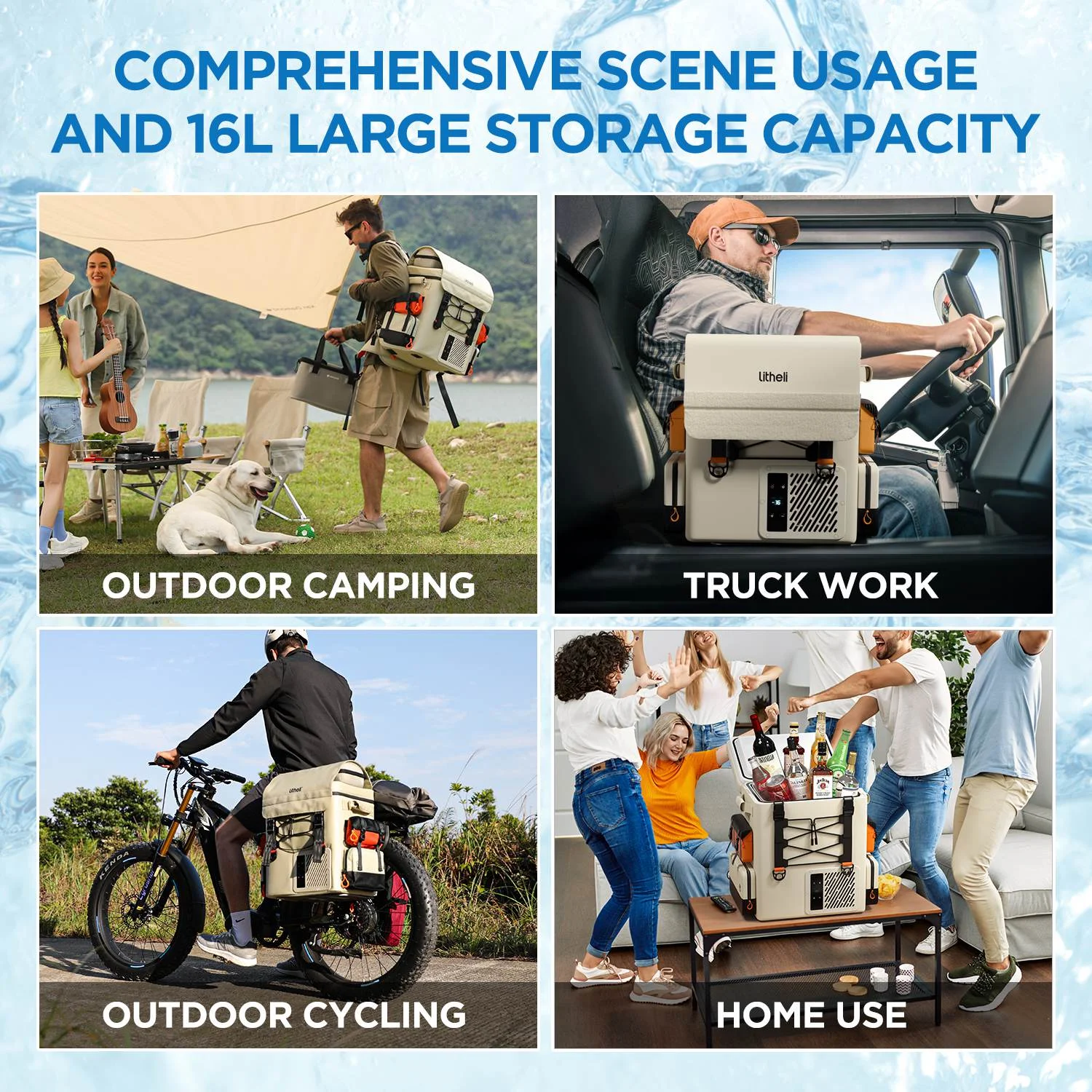 16L Backpack Refrigerator, 55W Portable Electric Fridge Freezer Compressor Cooler for Fast Cooling Down to -4��F with Ergonomic Backpack Design for Camping Car RV Home - Image 3