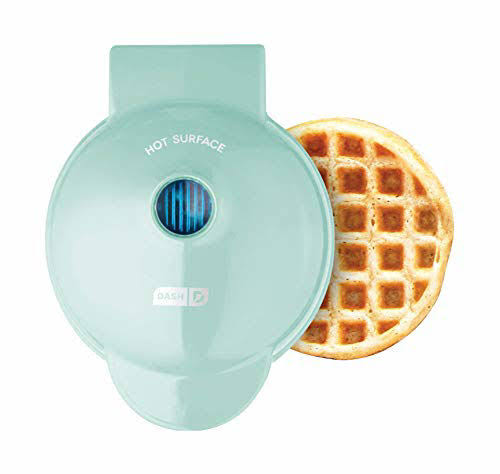 Dash Mini Maker for Individual Waffles, Hash Browns, Keto Chaffles with Easy to Clean, Non-Stick Surfaces, 4 inch, Aqua