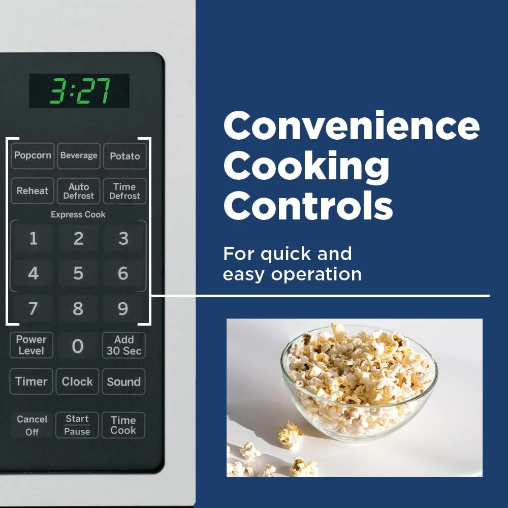 GE GCST07N1WSS Countertop Microwave Oven 700 - Watt Compact 0.7 cu ft Stainless Steel Bundle with 2 YR CPS Enhanced Protection Pack