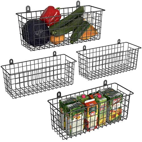 Marafansie [Extra Large Wire Basket 2-Pack Hanging Wall Organizer Cabinet Storage Basket Wall Mounted Shelves Rustic Farmhouse Decor For Home