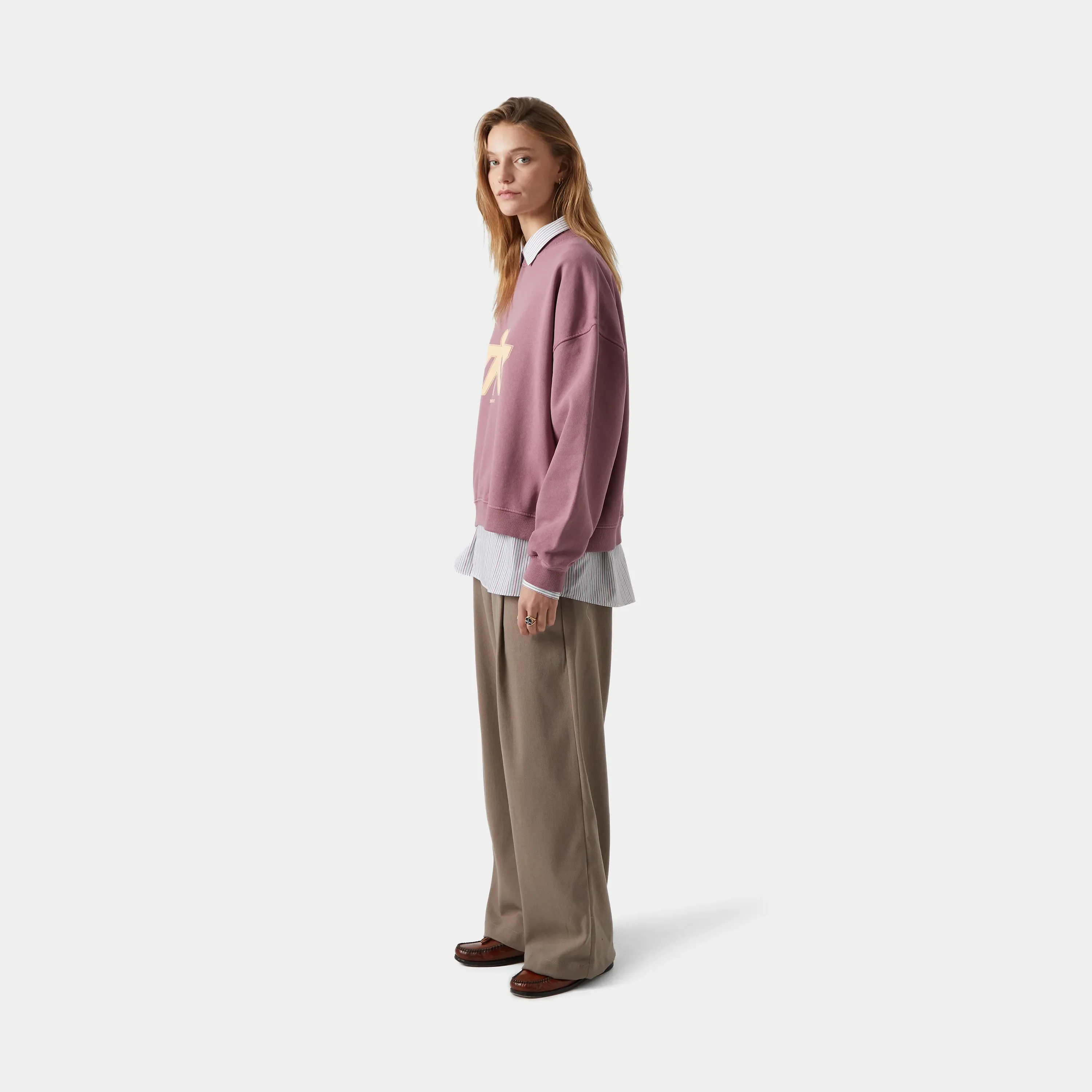 Mbuddy Taupe Oversized Crewneck