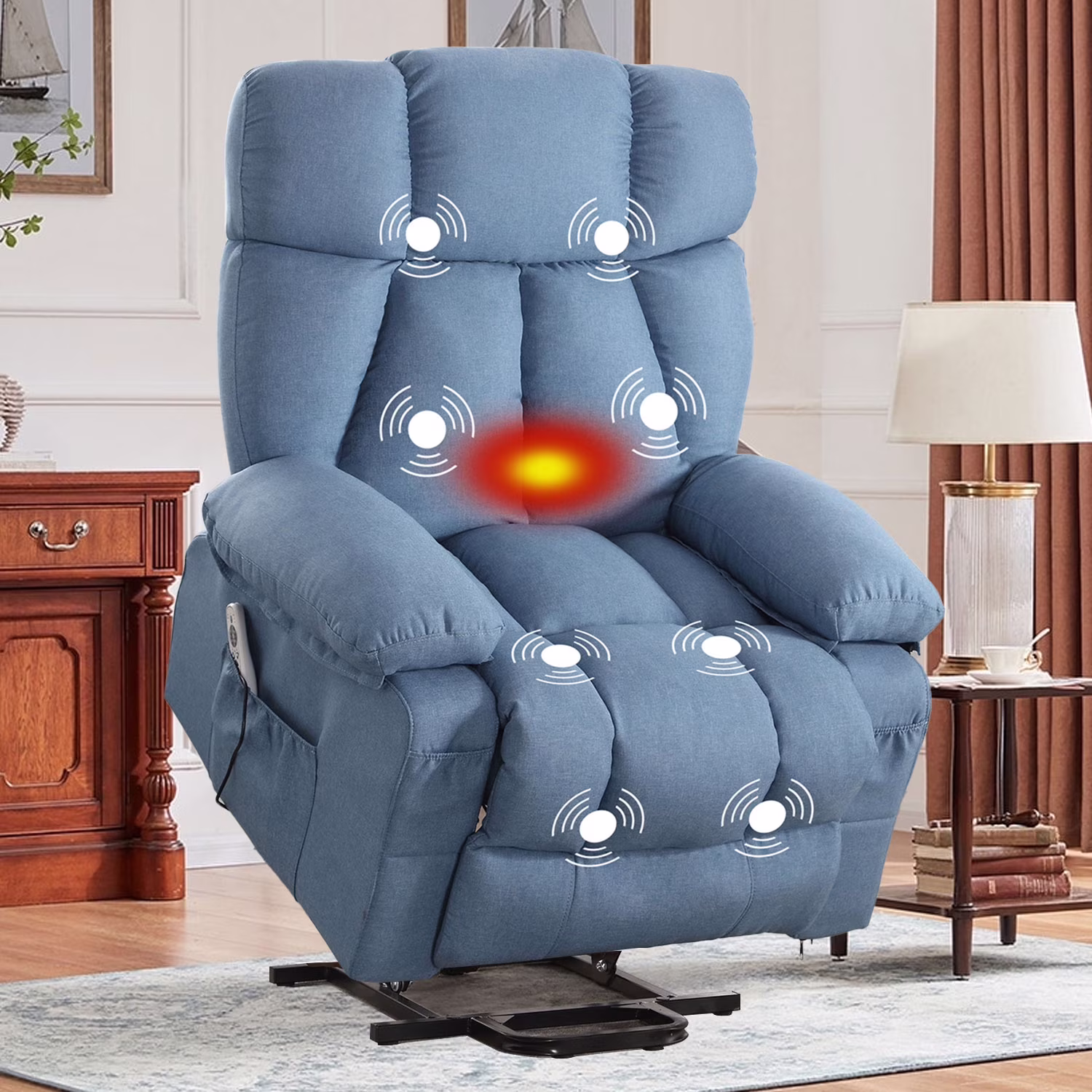 Power Lift Recliner Chair Recliners for Elderly with Heat and Massage Recliner Chair for Living Room with Infinite Position and Side Pocket,USB Charge Port,Brown(Regular-Brown) - Image 5