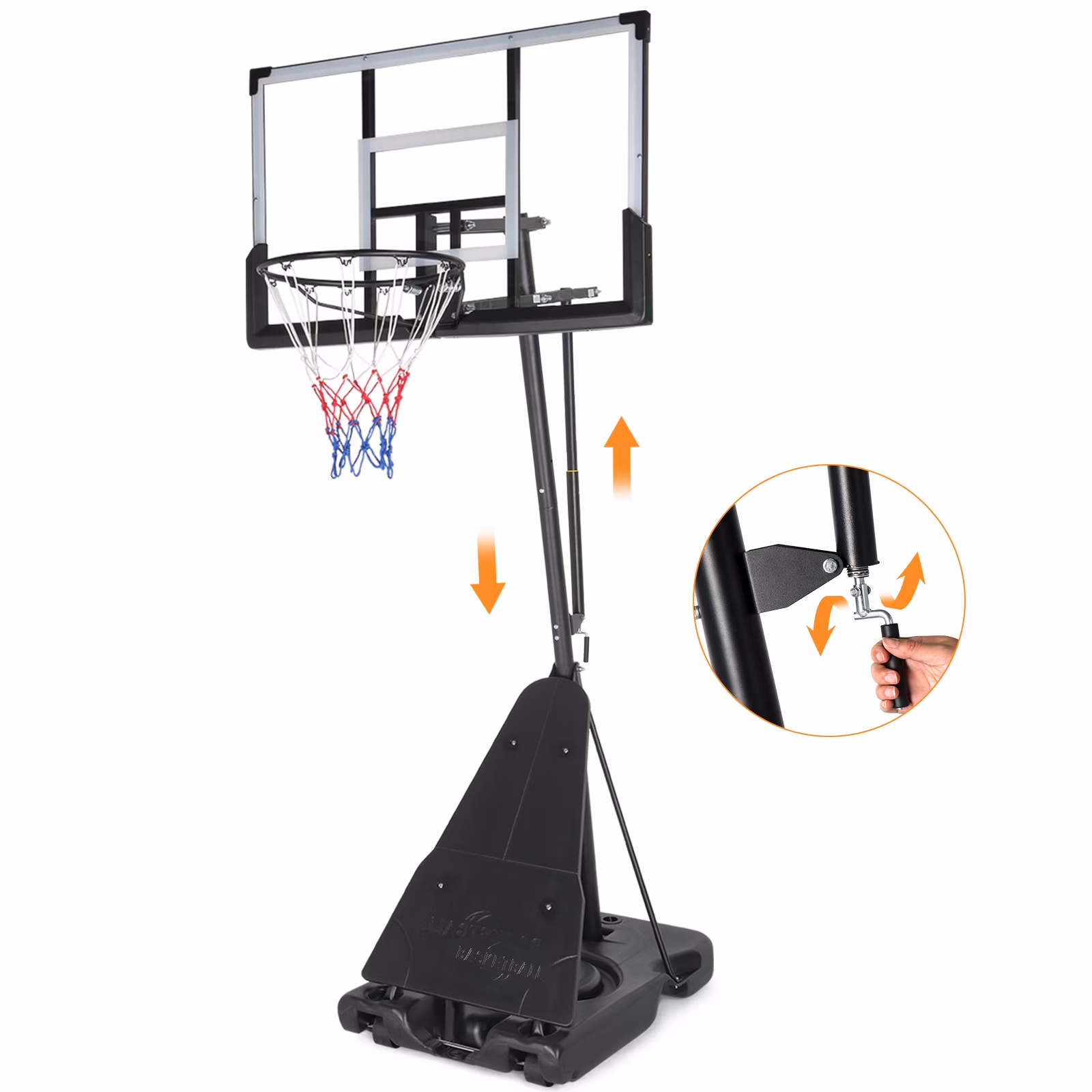 Ktaxon 5.3 - 10ft Adjustable Portable Basketball Hoop with Rebound Plate, 44 - Inch Weatherproof Backboard Indoor Outdoor