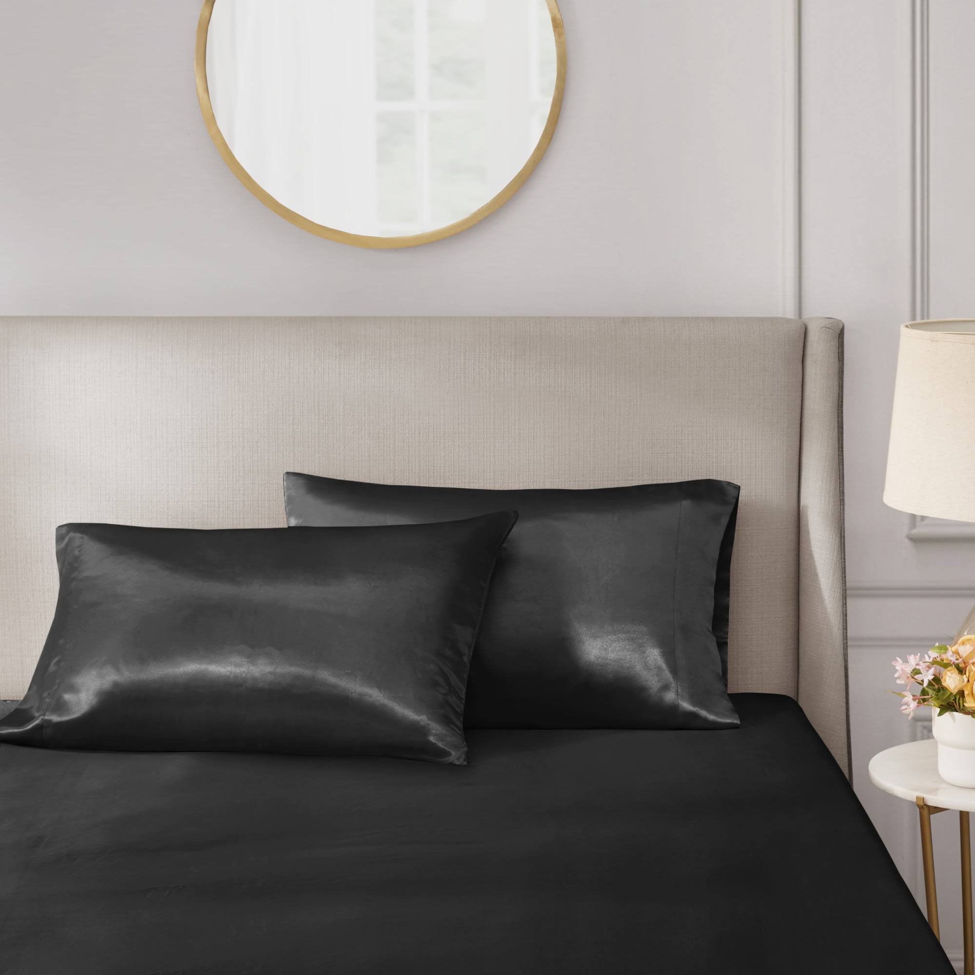 Madison Park Essentials - Satin Pillowcases - 2 Pack - Black - King