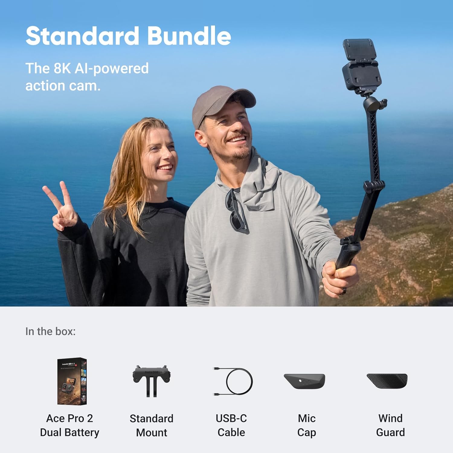 Insta360 Ace Pro 2 Dual Battery Bundle - 8K Waterproof Action Camera Co-Engineered with Leica  1/1.3
