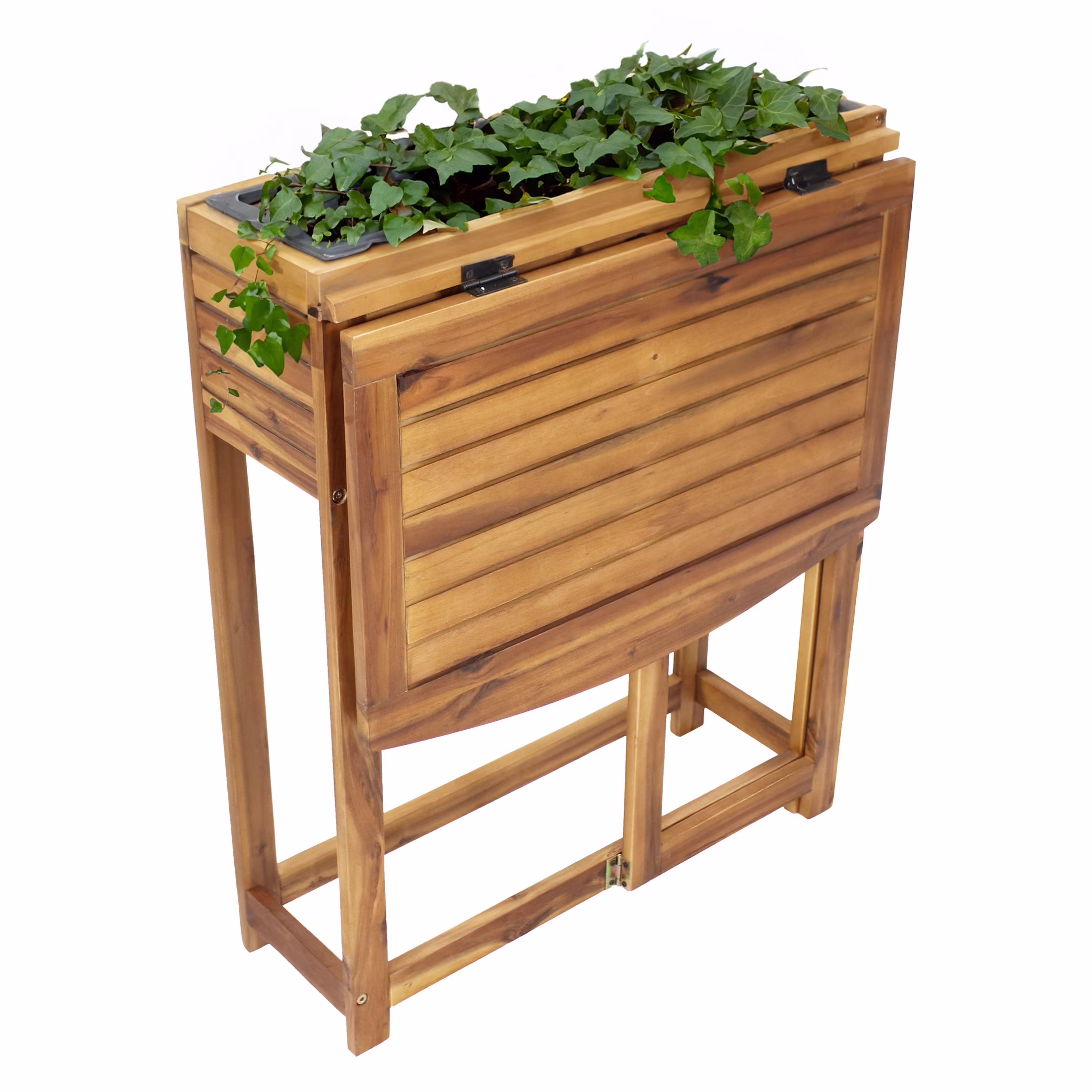 Sunnydaze 24.25 x 25 x 30.5 Natural Acacia Wood Rectangular Raised Garden Bed with Shelf