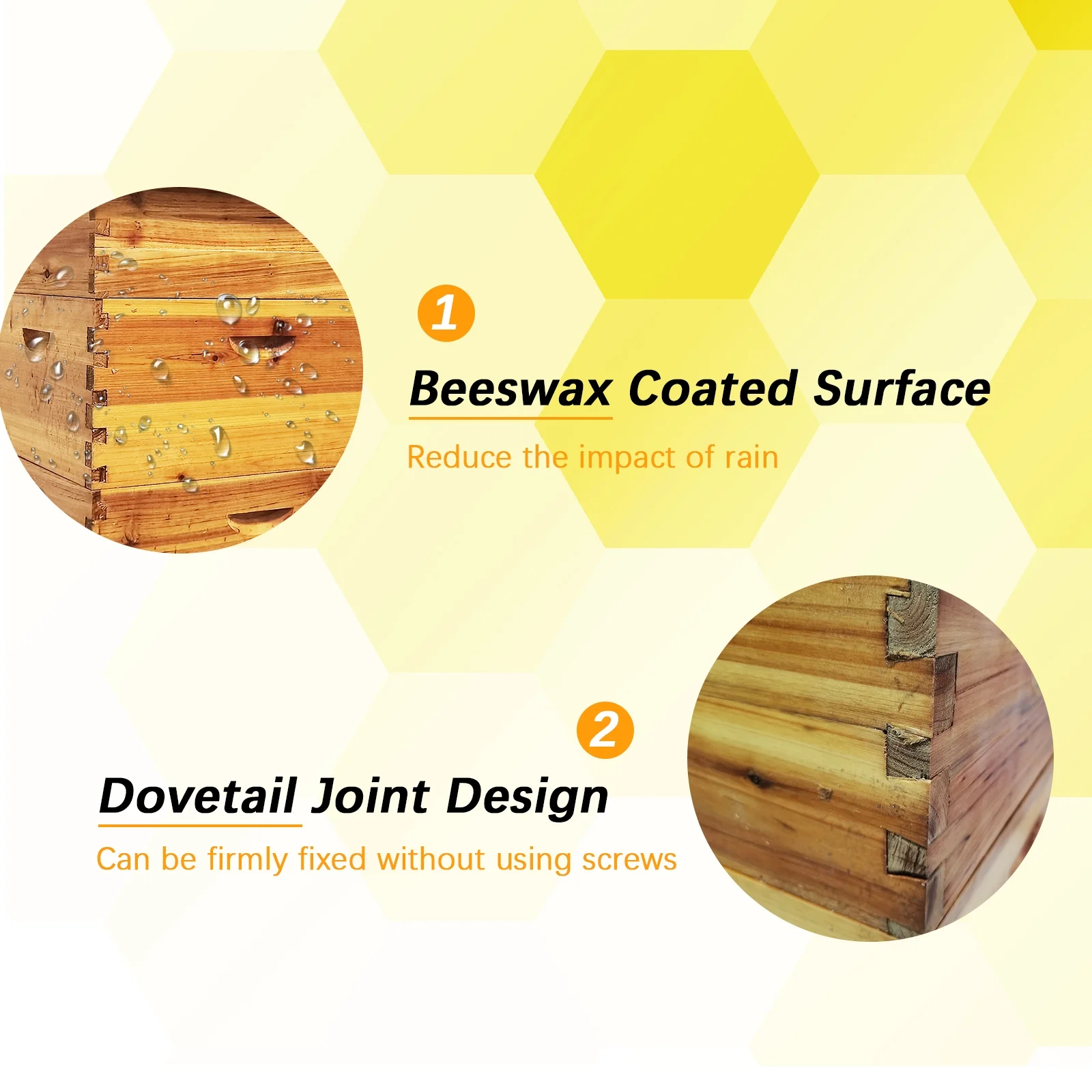 5-Layer Bee Hive for Beekeeping 2 Deep 3 Medium Boxes with Beeswax Coating, Ventilated Metal Roof (Frames Sold Separately)(5-Layer) - Image 9