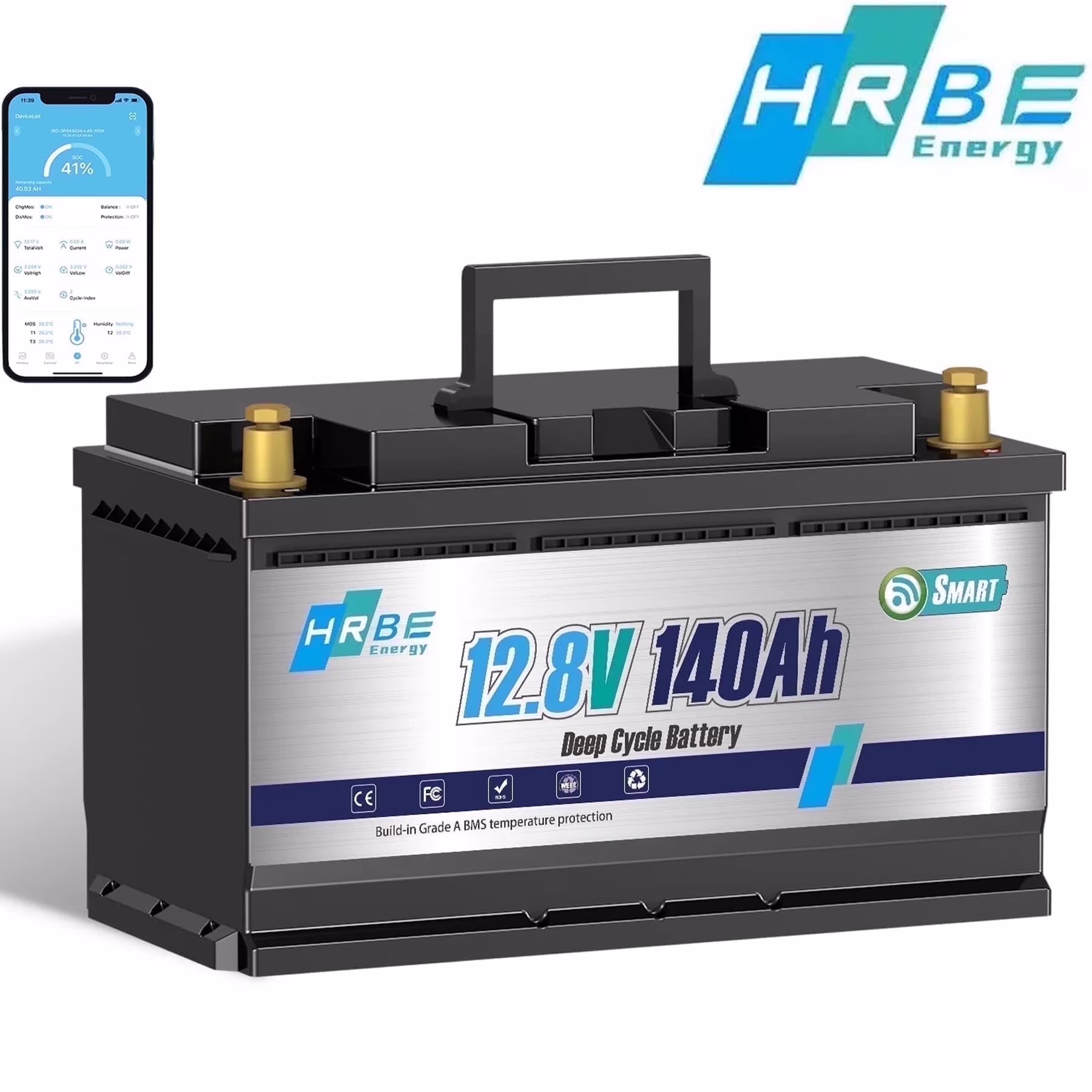 12V 140AH LiFePO4 Battery Bluetooth,for RV,Solar,Trolling Motor,Marine,Boat,Van,Camping, 15000+ Deep Cycles Lithium Batteries,Smart 100A BMS