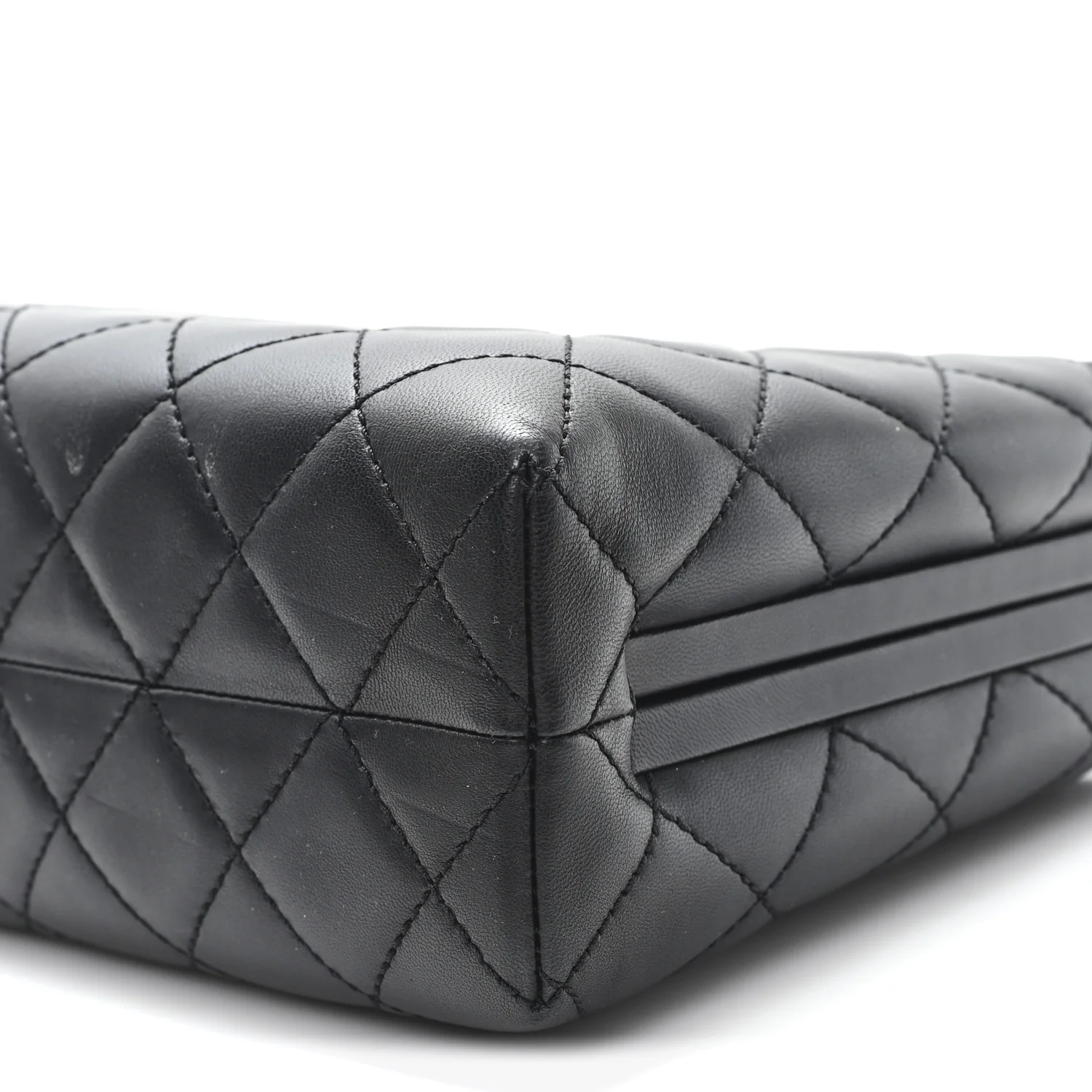 Lambskin Quilted Kisslock Minaudiere Black